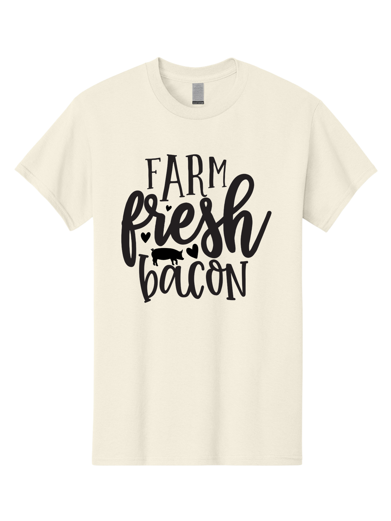 Farm-Fresh-Bacon Men'S Graphic Tee, 100% Cotton, Comfortable Casual Summer Wear, Machine Washable, Farm Fresh Bacon, Farm Food, Fresh Meat, Farm To Table, Bacon Lover, Pig Silhouette, Foodie Graphics, Kitchen Decor, Rustic Charm Aab575 13