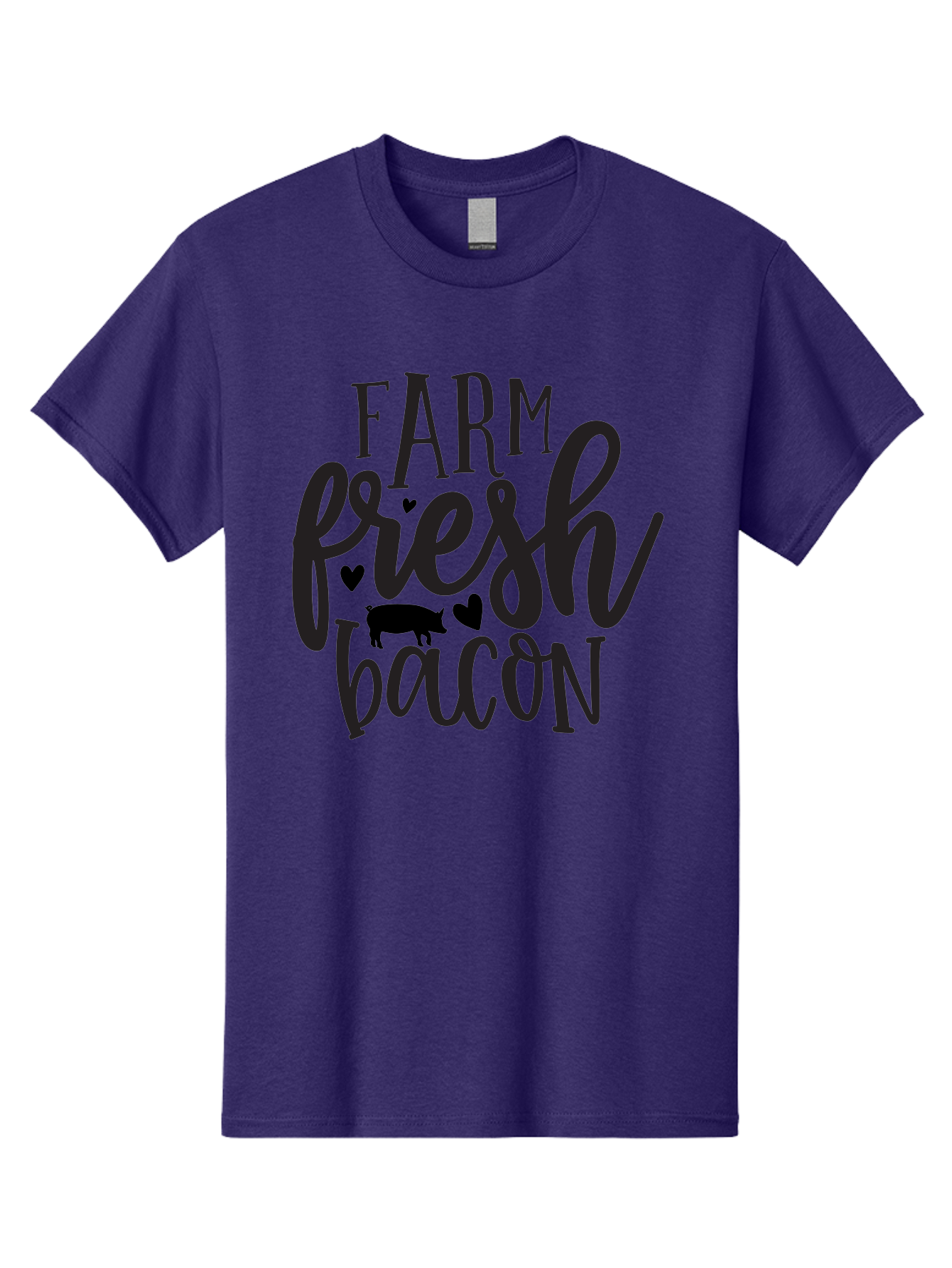 Farm-Fresh-Bacon Men'S Graphic Tee, 100% Cotton, Comfortable Casual Summer Wear, Machine Washable, Farm Fresh Bacon, Farm Food, Fresh Meat, Farm To Table, Bacon Lover, Pig Silhouette, Foodie Graphics, Kitchen Decor, Rustic Charm Aab575 19