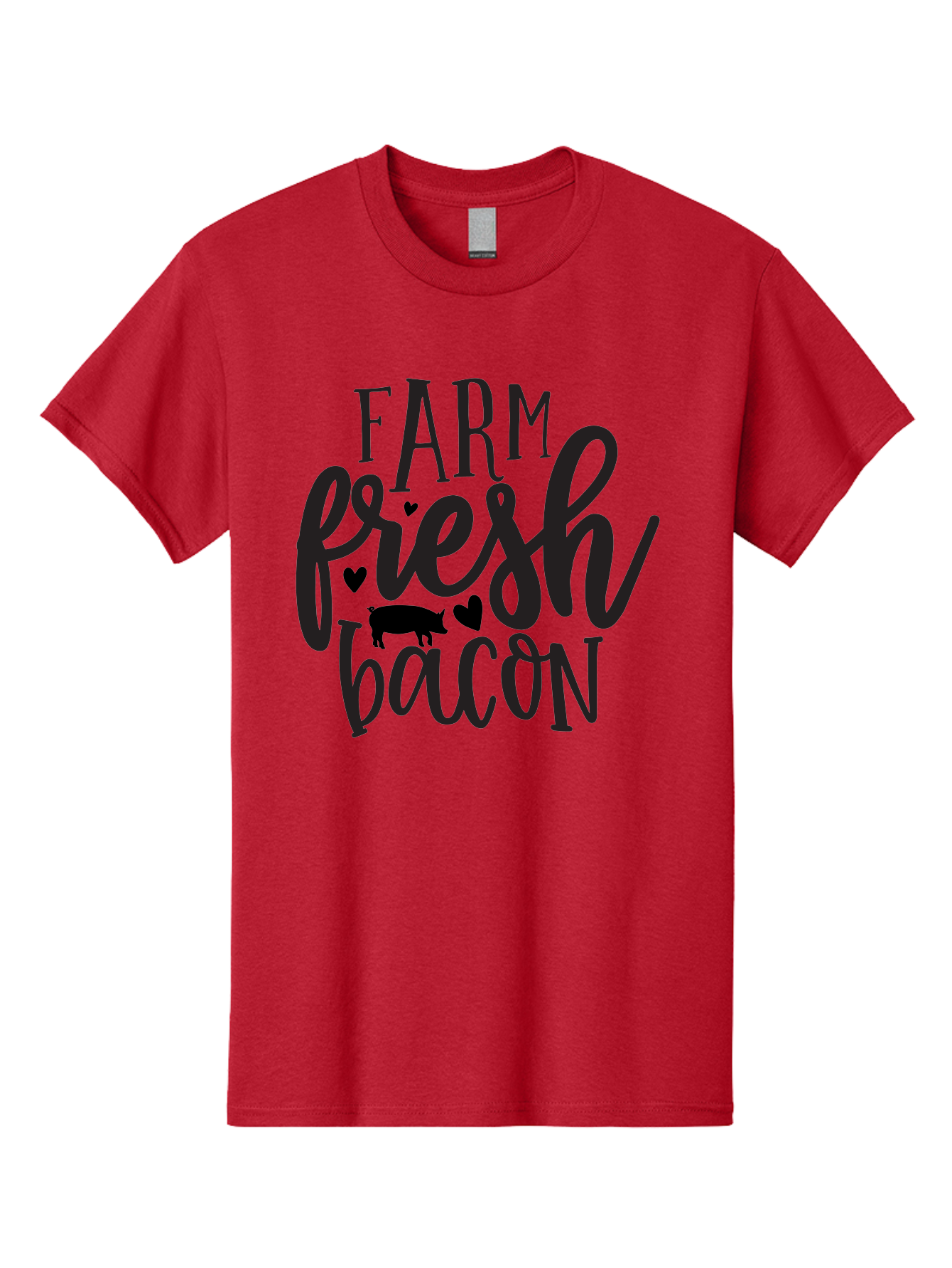 Farm-Fresh-Bacon Men'S Graphic Tee, 100% Cotton, Comfortable Casual Summer Wear, Machine Washable, Farm Fresh Bacon, Farm Food, Fresh Meat, Farm To Table, Bacon Lover, Pig Silhouette, Foodie Graphics, Kitchen Decor, Rustic Charm Aab575 1