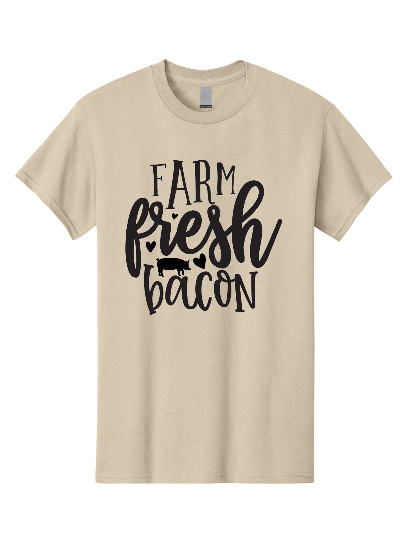 Farm-Fresh-Bacon Men'S Graphic Tee, 100% Cotton, Comfortable Casual Summer Wear, Machine Washable, Farm Fresh Bacon, Farm Food, Fresh Meat, Farm To Table, Bacon Lover, Pig Silhouette, Foodie Graphics, Kitchen Decor, Rustic Charm Aab575 23