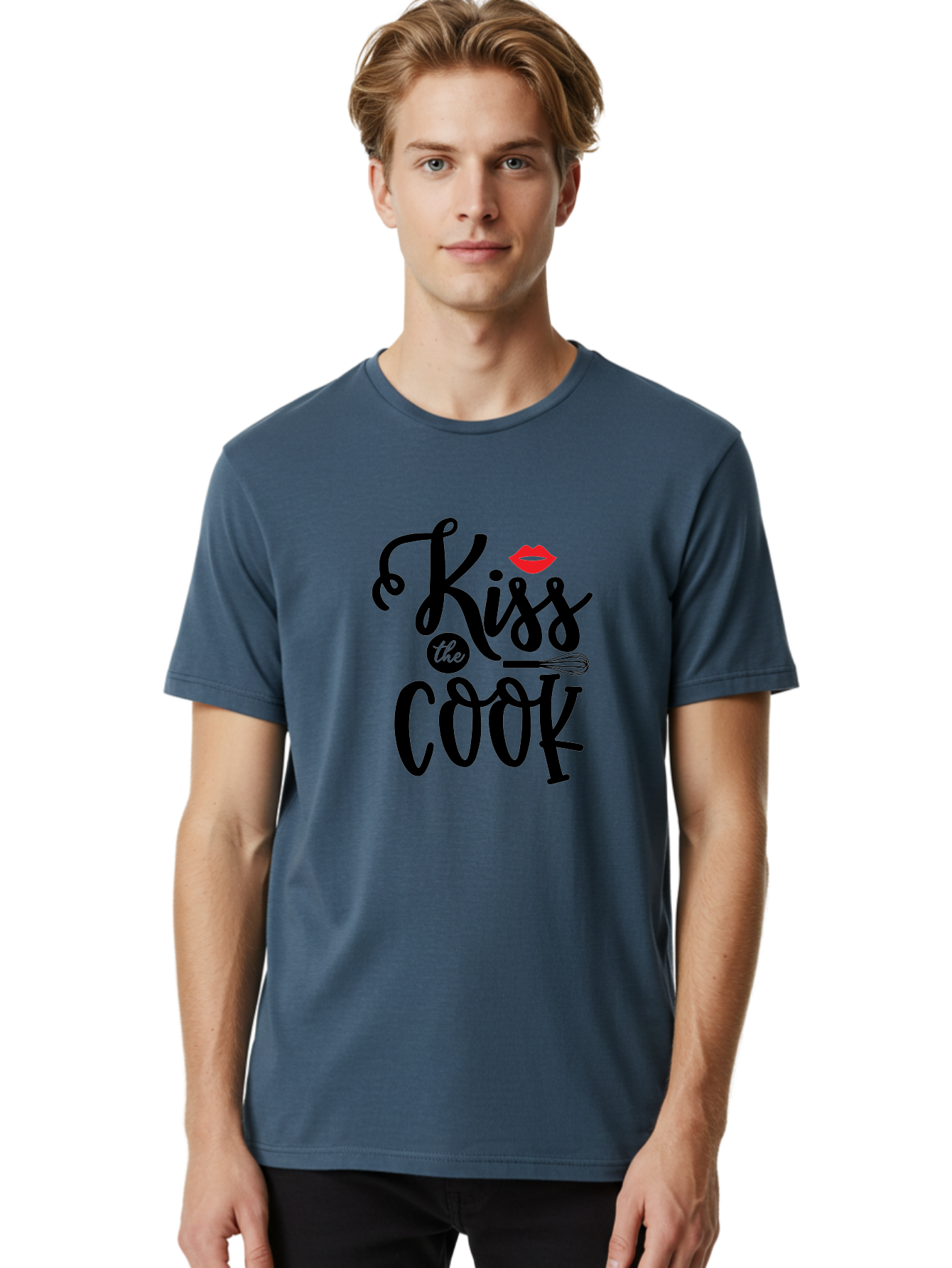 Kiss-The-Cook Men'S Graphic Tee, 100% Cotton, Comfortable Casual Summer Wear, Machine Washable, Kiss The Cook, Cooking With Love, Kitchen Romance, Culinary Passion, Chef'S Kiss, Foodie Charm, Whimsical Kitchen Decor, Playful Typography, Aab584 16