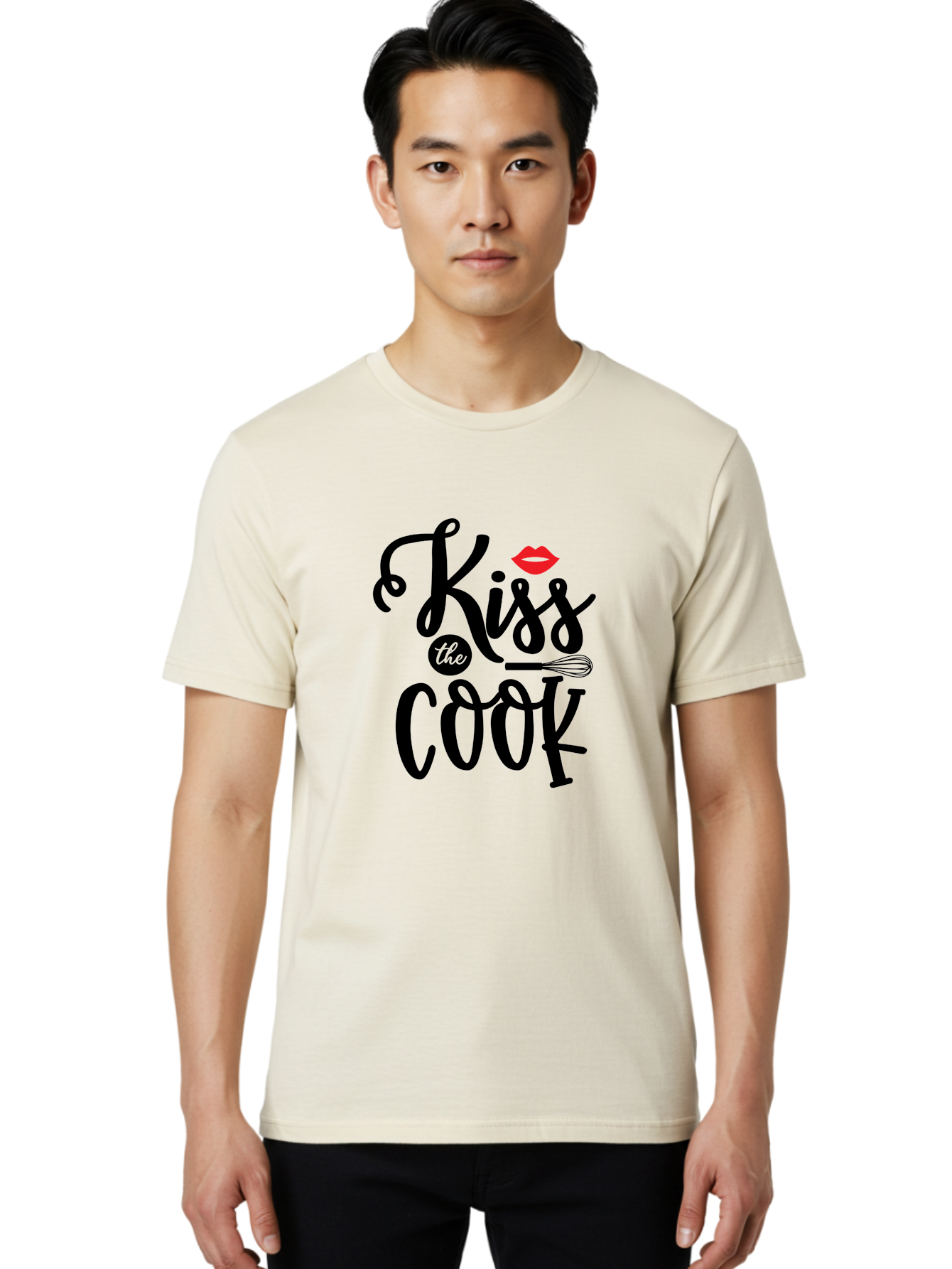 Kiss-The-Cook Men'S Graphic Tee, 100% Cotton, Comfortable Casual Summer Wear, Machine Washable, Kiss The Cook, Cooking With Love, Kitchen Romance, Culinary Passion, Chef'S Kiss, Foodie Charm, Whimsical Kitchen Decor, Playful Typography, Aab584 14