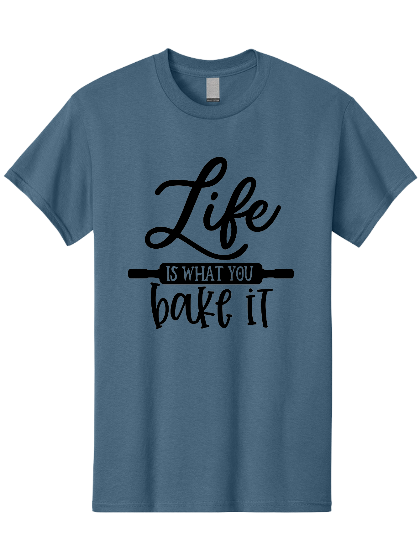 Life-Is-What-You-Bake-It Men'S Graphic Tee, 100% Cotton, Comfortable Casual Summer Wear, Machine Washable, Inspirational Quote, Baking Inspiration, Motivational Phrases, Positive Affirmations, Kitchen Decor, Baking Quotes, Rolling Pin Design Aab585 11