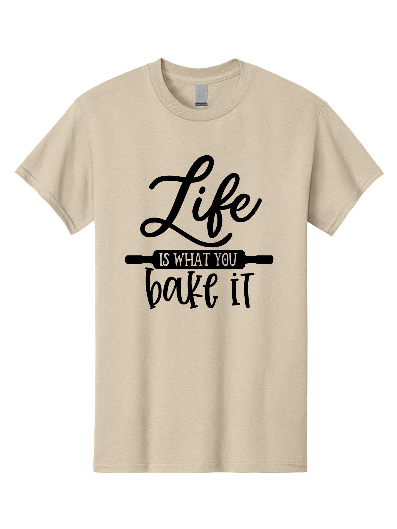 Life-Is-What-You-Bake-It Men'S Graphic Tee, 100% Cotton, Comfortable Casual Summer Wear, Machine Washable, Inspirational Quote, Baking Inspiration, Motivational Phrases, Positive Affirmations, Kitchen Decor, Baking Quotes, Rolling Pin Design Aab585 27