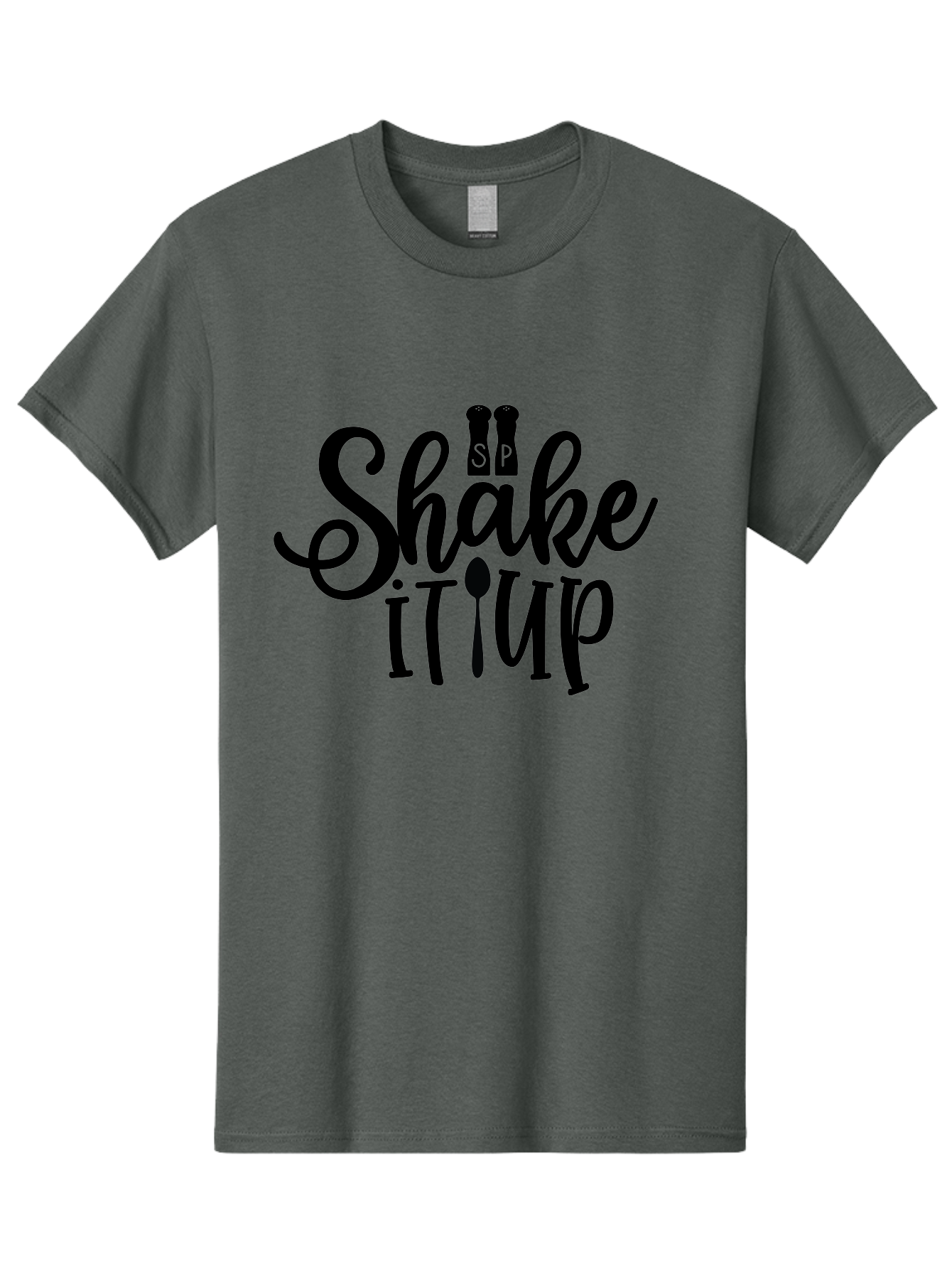 Shake-It-Iup Men'S Graphic Tee, 100% Cotton, Comfortable Casual Summer Wear, Machine Washable, Shake It Up, Sp, Salt And Pepper Shakers, Spoon, Fork, Modern Typography, Creative Logo, Culinary Vibe, Restaurant Branding Aab588 3