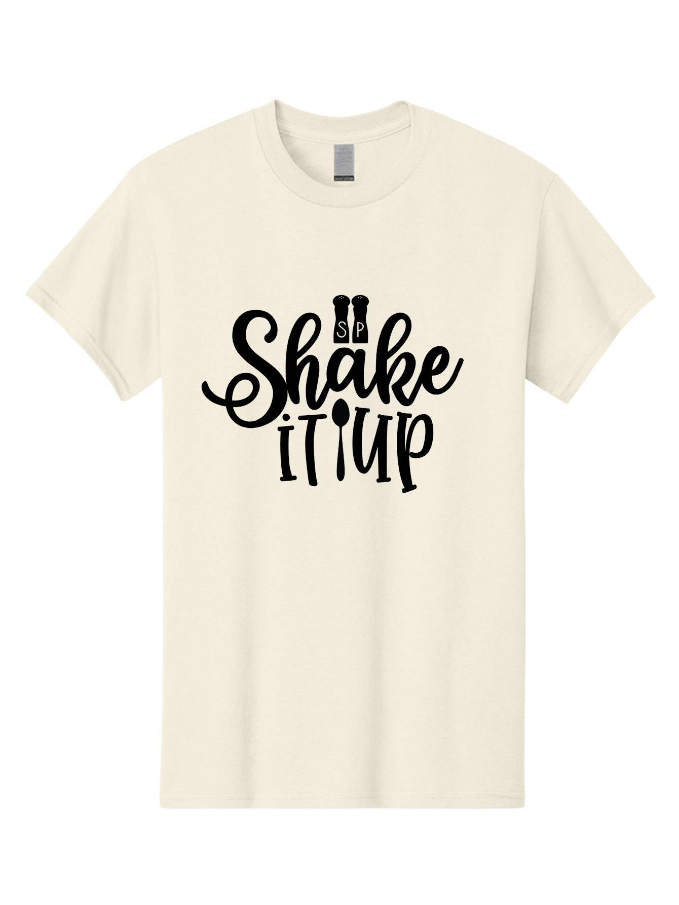 Shake-It-Iup Men'S Graphic Tee, 100% Cotton, Comfortable Casual Summer Wear, Machine Washable, Shake It Up, Sp, Salt And Pepper Shakers, Spoon, Fork, Modern Typography, Creative Logo, Culinary Vibe, Restaurant Branding Aab588 17