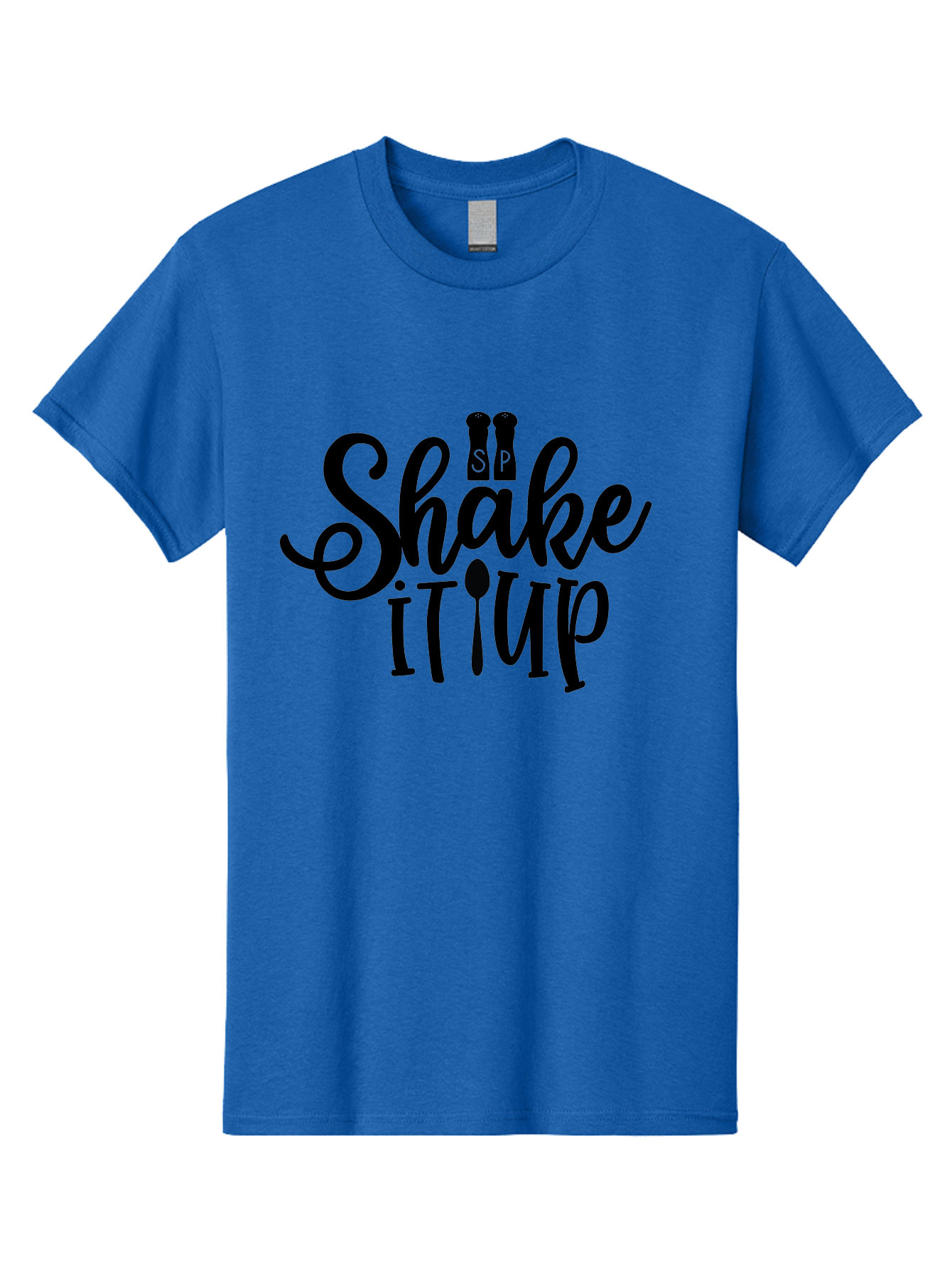 Shake-It-Iup Men'S Graphic Tee, 100% Cotton, Comfortable Casual Summer Wear, Machine Washable, Shake It Up, Sp, Salt And Pepper Shakers, Spoon, Fork, Modern Typography, Creative Logo, Culinary Vibe, Restaurant Branding Aab588 25