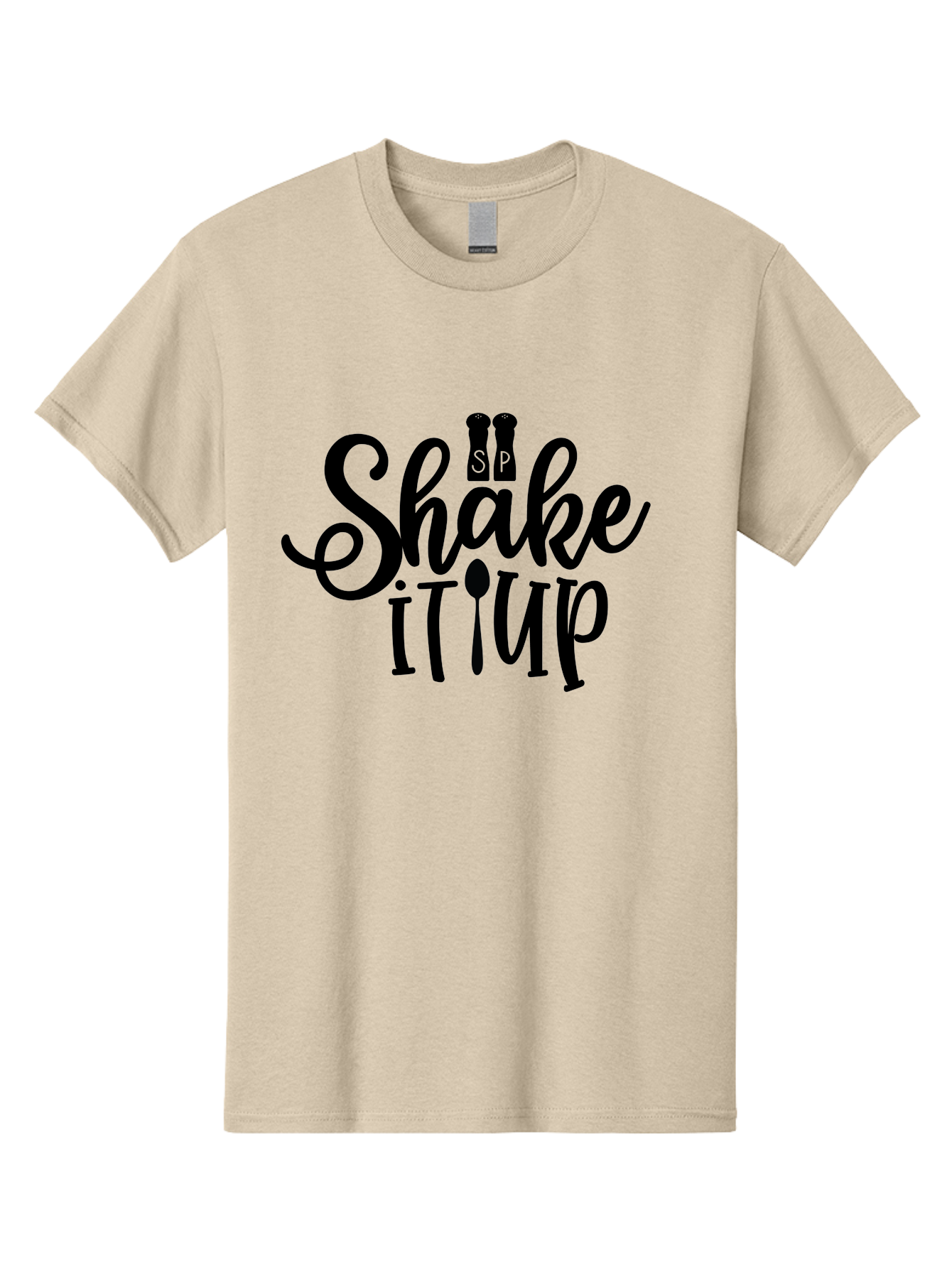 Shake-It-Iup Men'S Graphic Tee, 100% Cotton, Comfortable Casual Summer Wear, Machine Washable, Shake It Up, Sp, Salt And Pepper Shakers, Spoon, Fork, Modern Typography, Creative Logo, Culinary Vibe, Restaurant Branding Aab588 27