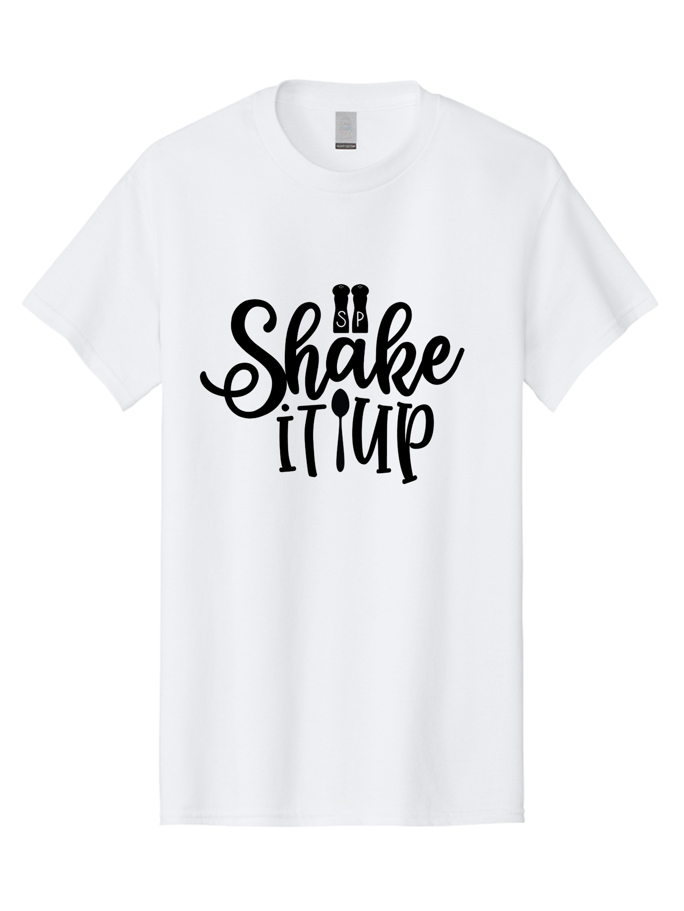Shake-It-Iup Men'S Graphic Tee, 100% Cotton, Comfortable Casual Summer Wear, Machine Washable, Shake It Up, Sp, Salt And Pepper Shakers, Spoon, Fork, Modern Typography, Creative Logo, Culinary Vibe, Restaurant Branding Aab588 29