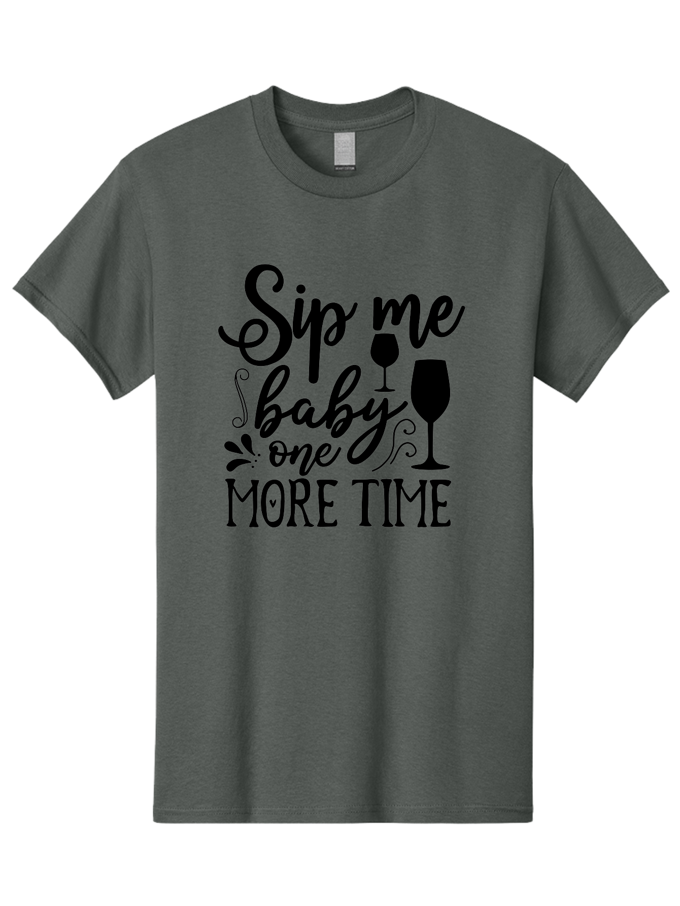 Sip-Me-Baby-One-More-Time Men'S Graphic Tee, 100% Cotton, Comfortable Casual Summer Wear, Machine Washable, Wine Glasses, Funny Quote, Sip Me Baby, Wine Lover, Party Phrase, Drinking Humor, Wine Quotes, Humorous Sayings, Aab589 1