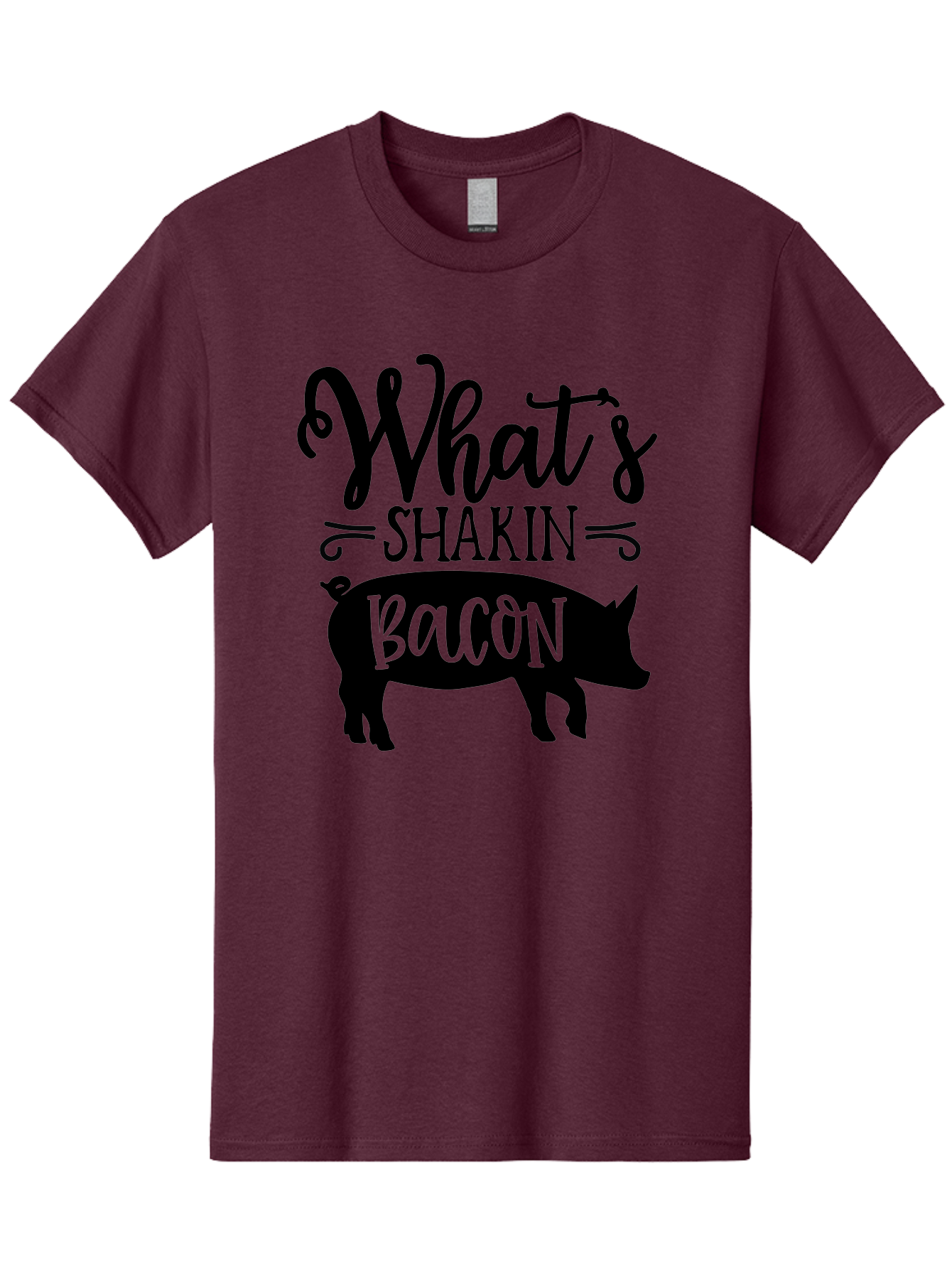 What-S-Shakin-Bacon Men'S Graphic Tee, 100% Cotton, Comfortable Casual Summer Wear, Machine Washable, Funny Pig Graphic, Bacon Lover Gift, Playful Typography, What'S Shakin Bacon, Pig Silhouette, Whimsical Design, Humor, Bacon Pun, Aab593 3