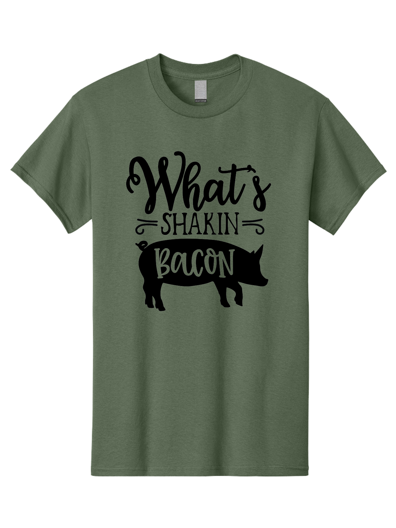 What-S-Shakin-Bacon Men'S Graphic Tee, 100% Cotton, Comfortable Casual Summer Wear, Machine Washable, Funny Pig Graphic, Bacon Lover Gift, Playful Typography, What'S Shakin Bacon, Pig Silhouette, Whimsical Design, Humor, Bacon Pun, Aab593 17