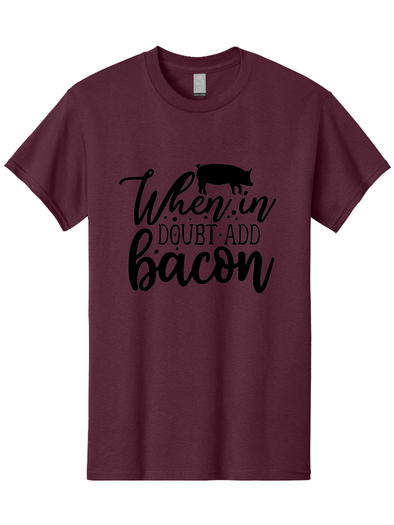 When-In-Doubt-Add-Bacon Men'S Graphic Tee, 100% Cotton, Comfortable Casual Summer Wear, Machine Washable, Funny Quote, Bacon Slogan, Food Humor, Quote Graphics, Pig Silhouette, Kitchen Decor, Funny Kitchen Sayings, Bacon Lover Gifts Aab594 17