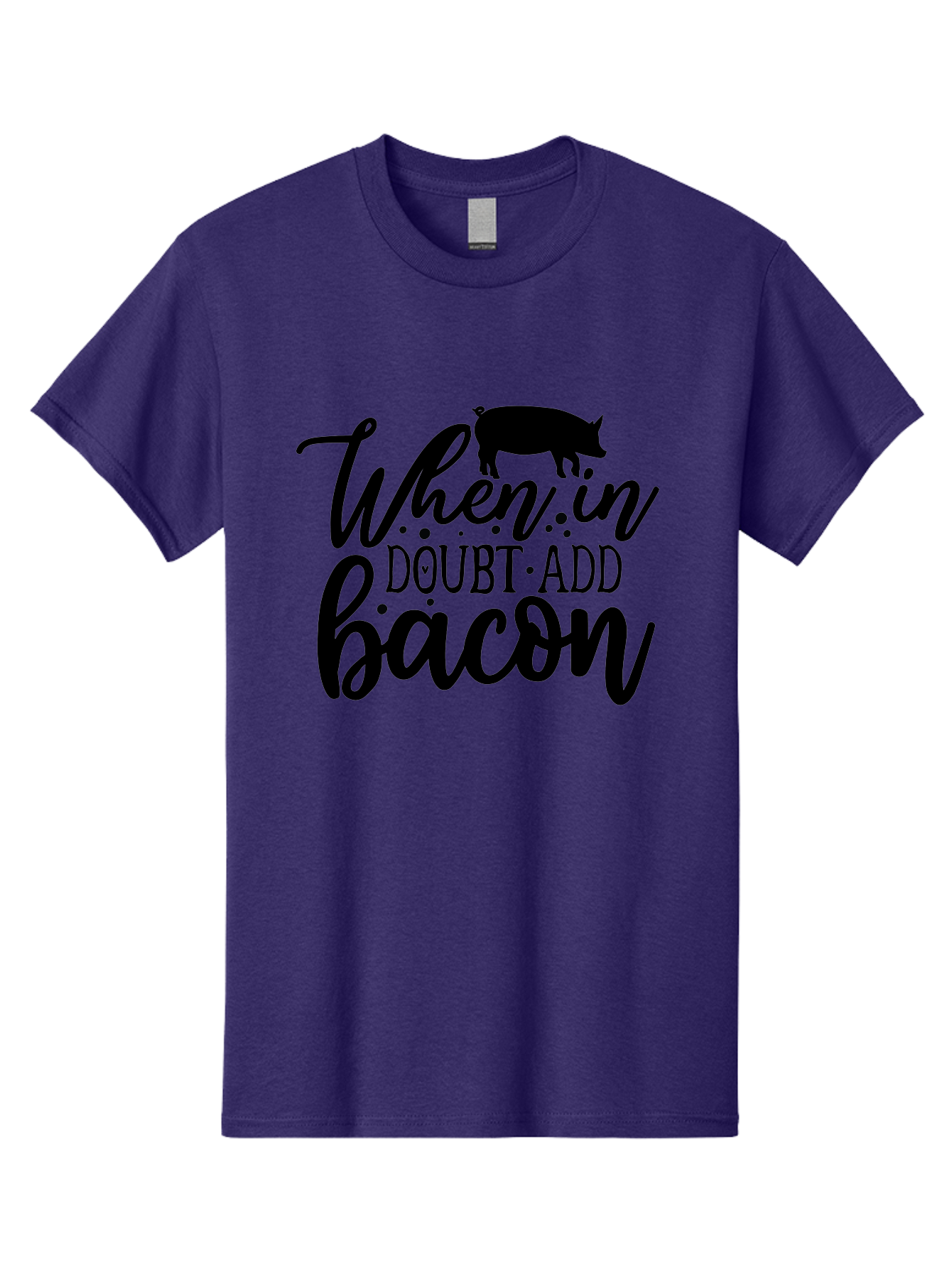 When-In-Doubt-Add-Bacon Men'S Graphic Tee, 100% Cotton, Comfortable Casual Summer Wear, Machine Washable, Funny Quote, Bacon Slogan, Food Humor, Quote Graphics, Pig Silhouette, Kitchen Decor, Funny Kitchen Sayings, Bacon Lover Gifts Aab594 19