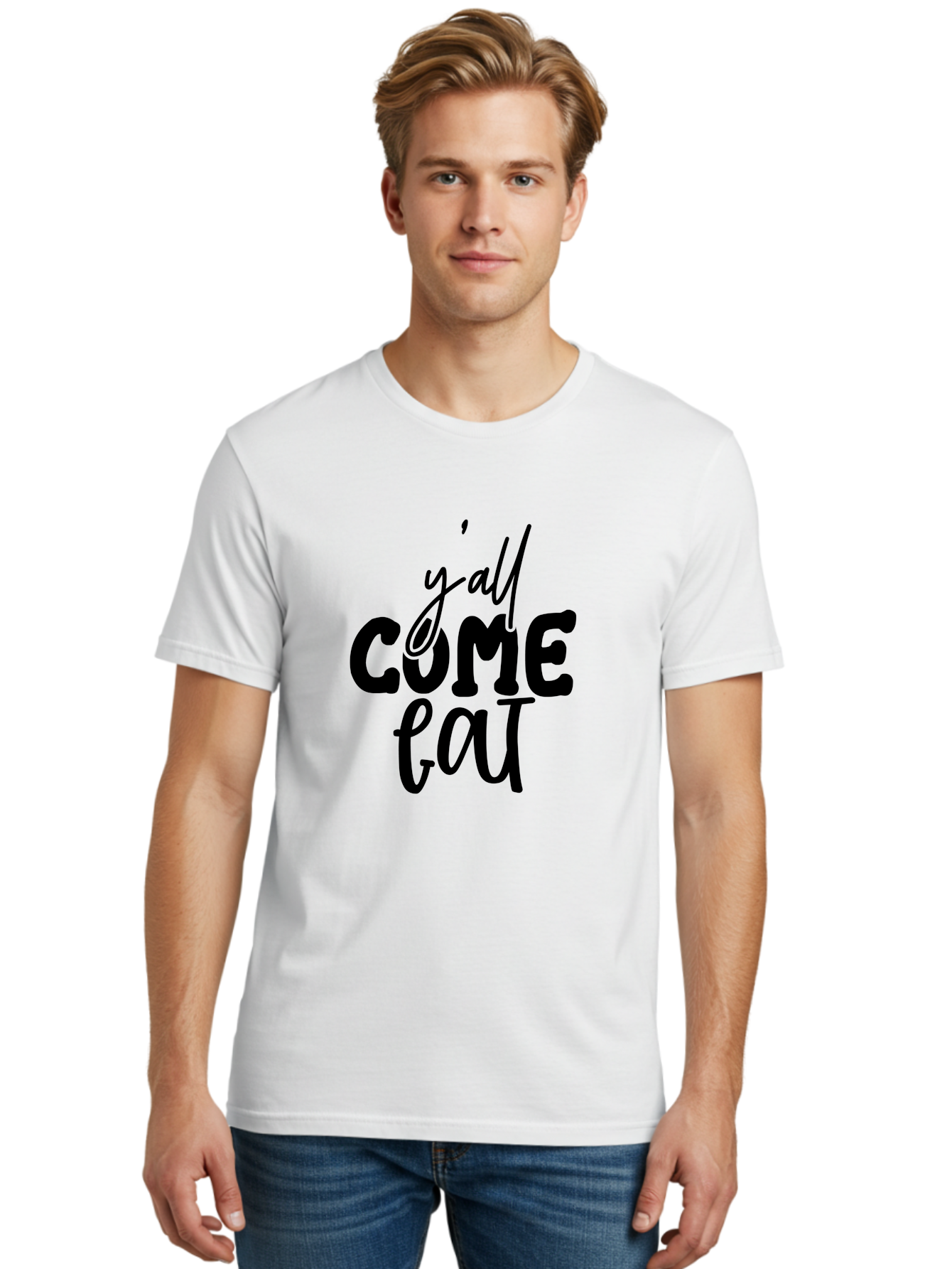 Y-All-Come-Eat-1 Men'S Graphic Tee, 100% Cotton, Comfortable Casual Summer Wear, Machine Washable, Y'All Come Eat, Southern Hospitality, Food Invitation, Casual Dining, Rustic Charm, Welcoming Phrase, Restaurant Sign, Country Style Aab596 4