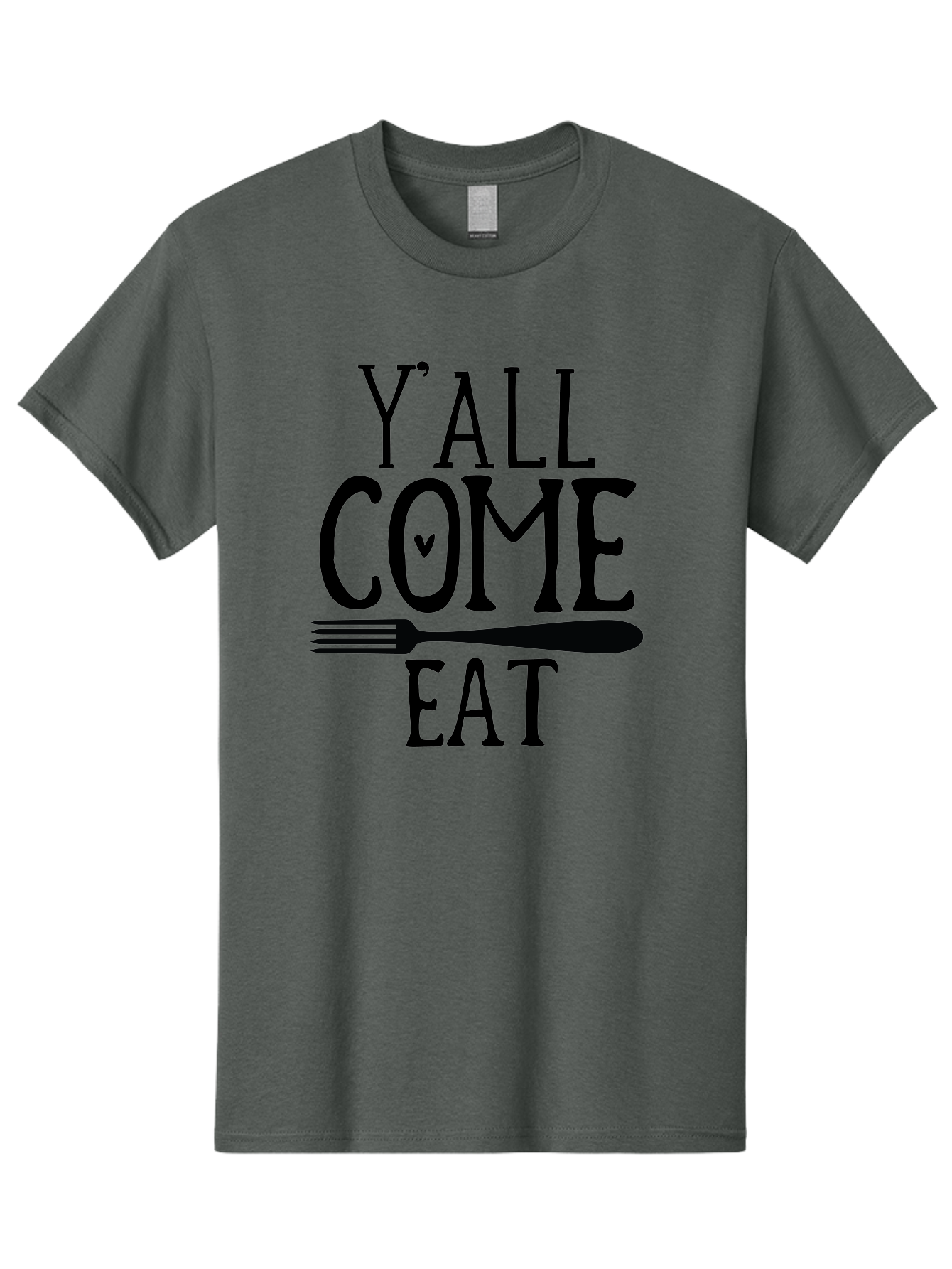 Y-All-Come-Eat Men'S Graphic Tee, 100% Cotton, Comfortable Casual Summer Wear, Machine Washable, Food Invitation, Southern Hospitality, Fork Graphic, Come Eat Sign, Restaurant Signage, Dinner Party Invitation, Casual Dining Aab597 7