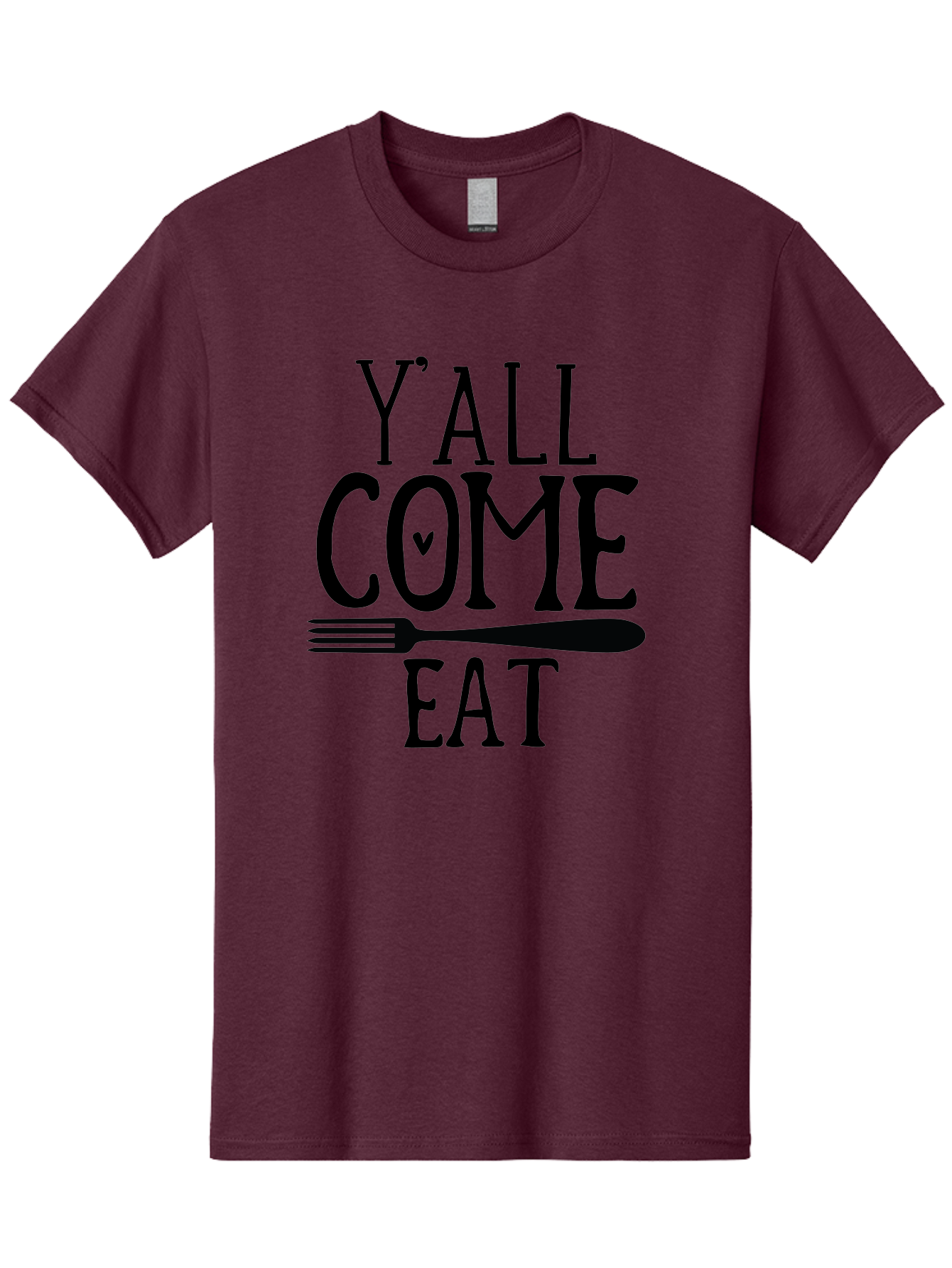 Y-All-Come-Eat Men'S Graphic Tee, 100% Cotton, Comfortable Casual Summer Wear, Machine Washable, Food Invitation, Southern Hospitality, Fork Graphic, Come Eat Sign, Restaurant Signage, Dinner Party Invitation, Casual Dining Aab597 13