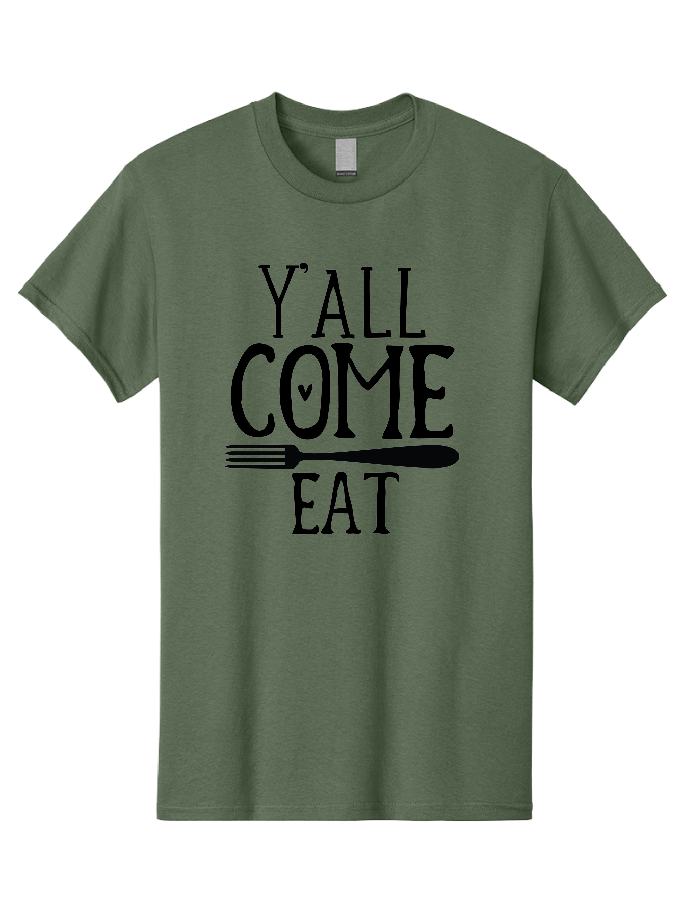 Y-All-Come-Eat Men'S Graphic Tee, 100% Cotton, Comfortable Casual Summer Wear, Machine Washable, Food Invitation, Southern Hospitality, Fork Graphic, Come Eat Sign, Restaurant Signage, Dinner Party Invitation, Casual Dining Aab597 27