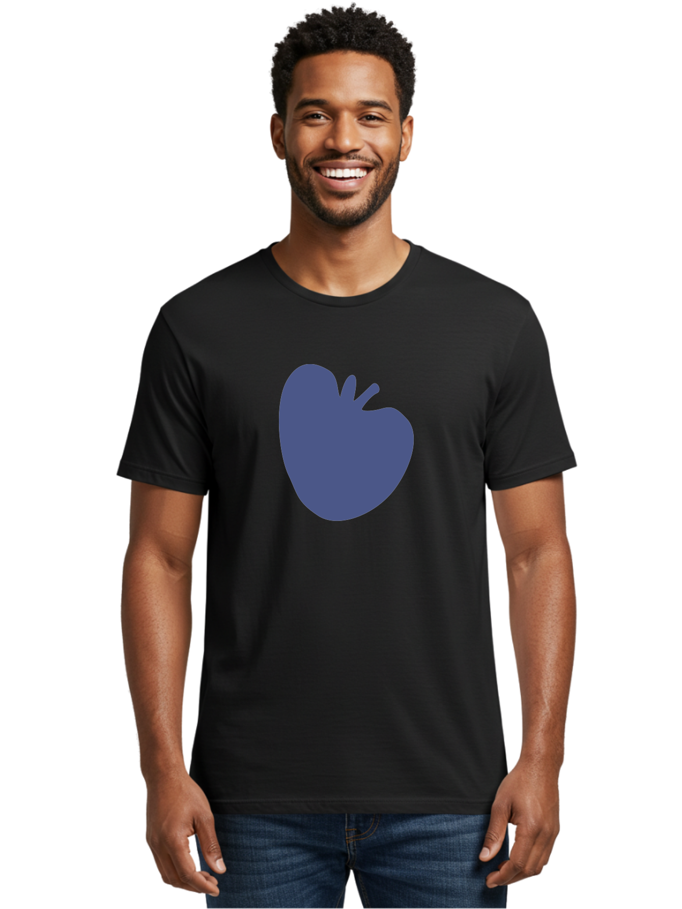 Blue-Apple-1 Men'S Graphic Tee, 100% Cotton, Comfortable Casual Summer Wear, Machine Washable, Purple Apple, Simple Design, Minimalist Logo, Fruit Symbol, Clean Graphics, Modern Illustration Aab603 12