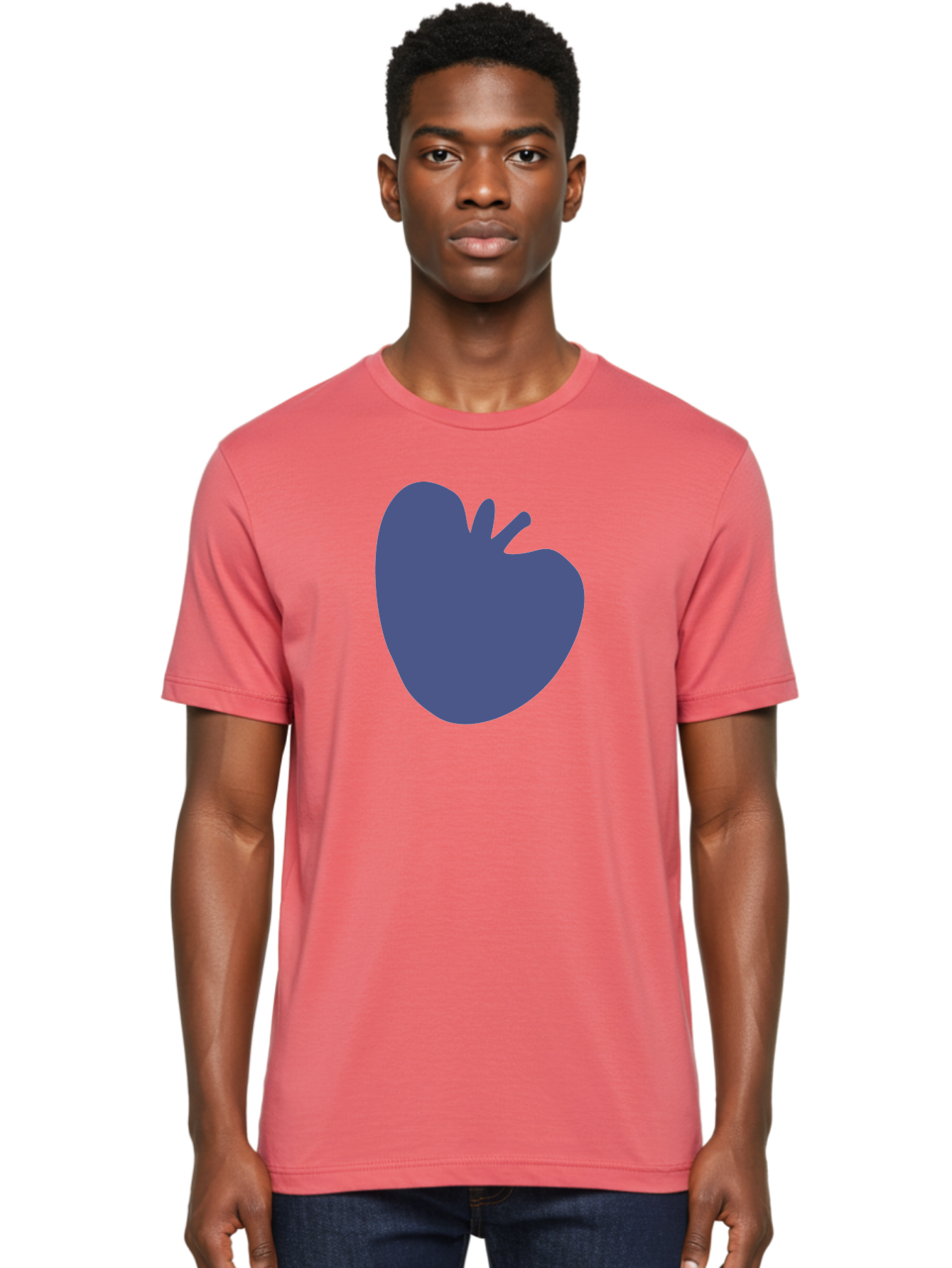 Blue-Apple-1 Men'S Graphic Tee, 100% Cotton, Comfortable Casual Summer Wear, Machine Washable, Purple Apple, Simple Design, Minimalist Logo, Fruit Symbol, Clean Graphics, Modern Illustration Aab603 6