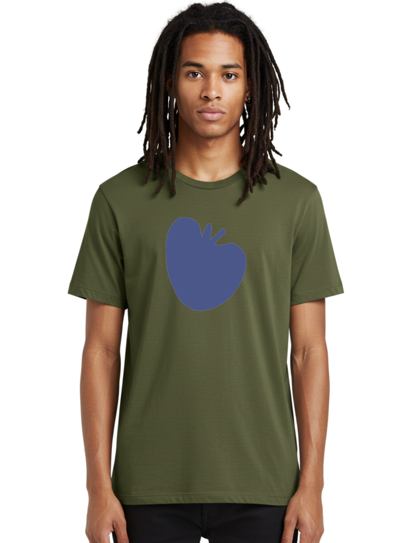 Blue-Apple-1 Men'S Graphic Tee, 100% Cotton, Comfortable Casual Summer Wear, Machine Washable, Purple Apple, Simple Design, Minimalist Logo, Fruit Symbol, Clean Graphics, Modern Illustration Aab603 18