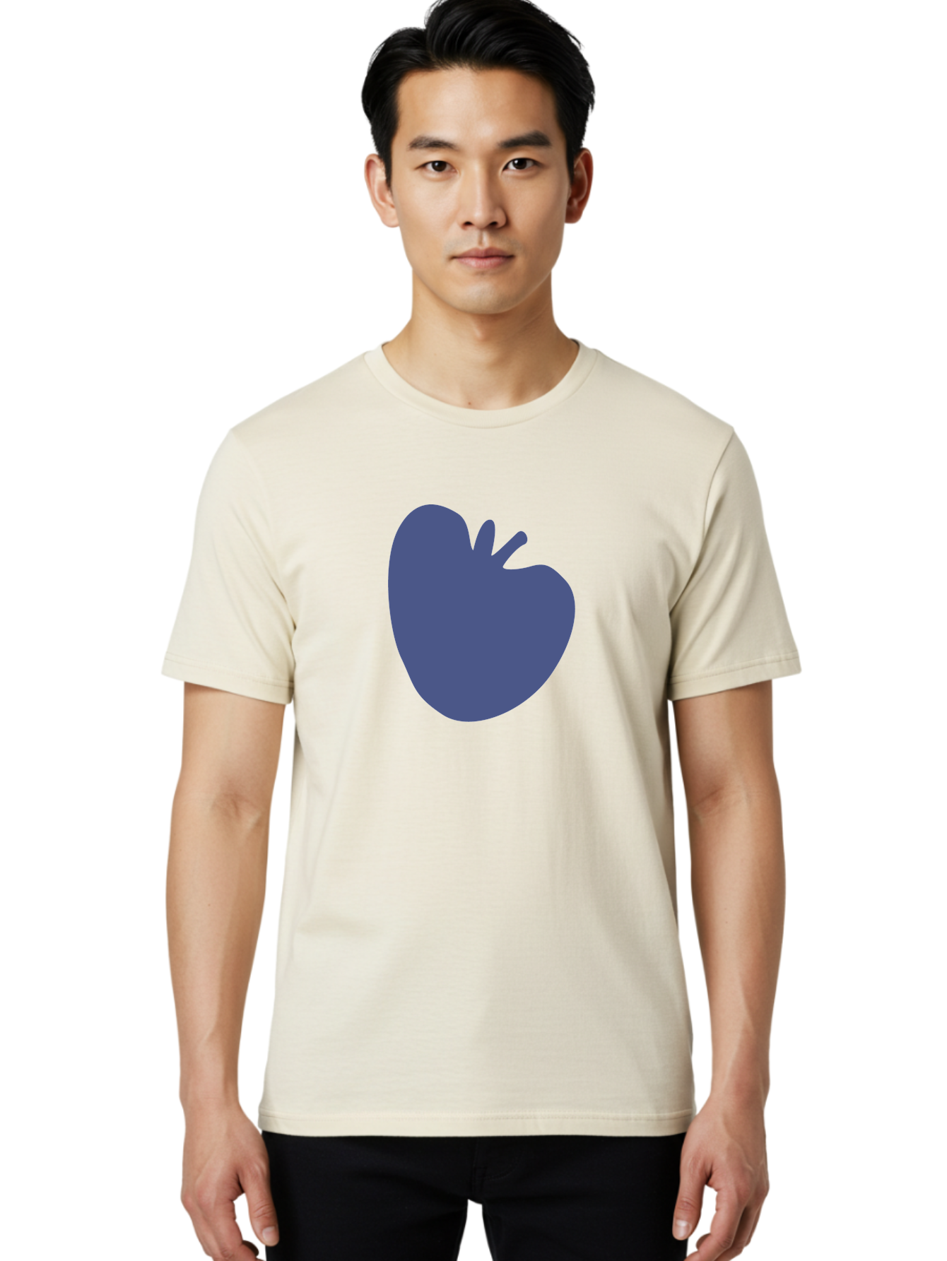 Blue-Apple-1 Men'S Graphic Tee, 100% Cotton, Comfortable Casual Summer Wear, Machine Washable, Purple Apple, Simple Design, Minimalist Logo, Fruit Symbol, Clean Graphics, Modern Illustration Aab603 28