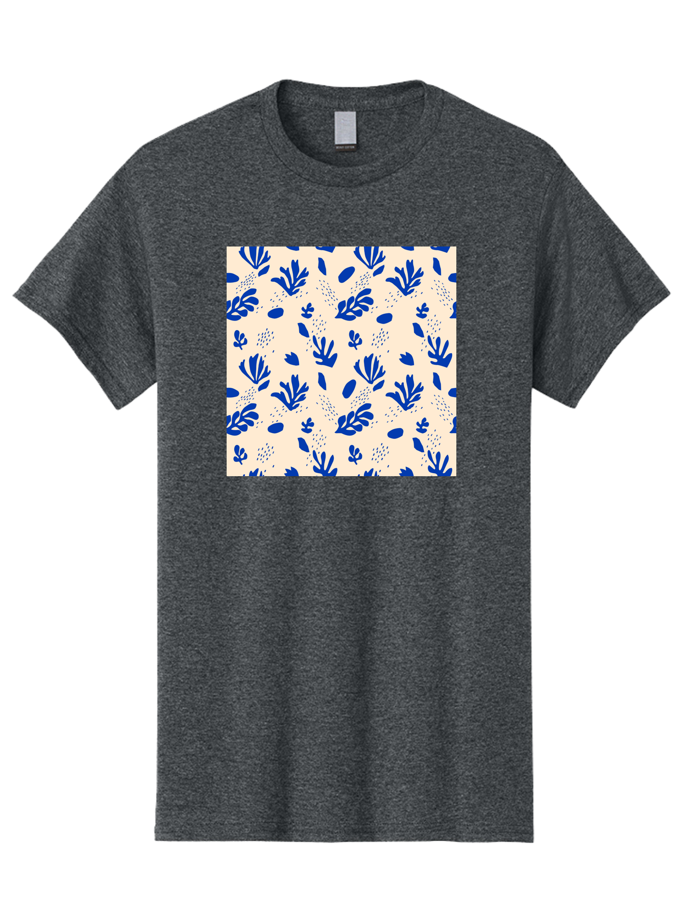 Blue-Florals Men'S Graphic Tee, 100% Cotton, Comfortable Casual Summer Wear, Machine Washable, Blue Flowers, Floral Pattern, Abstract Design, Minimalist Style, Botanical Elements, Decorative Motifs, Cream Background, Hand Drawn, Aab606 5