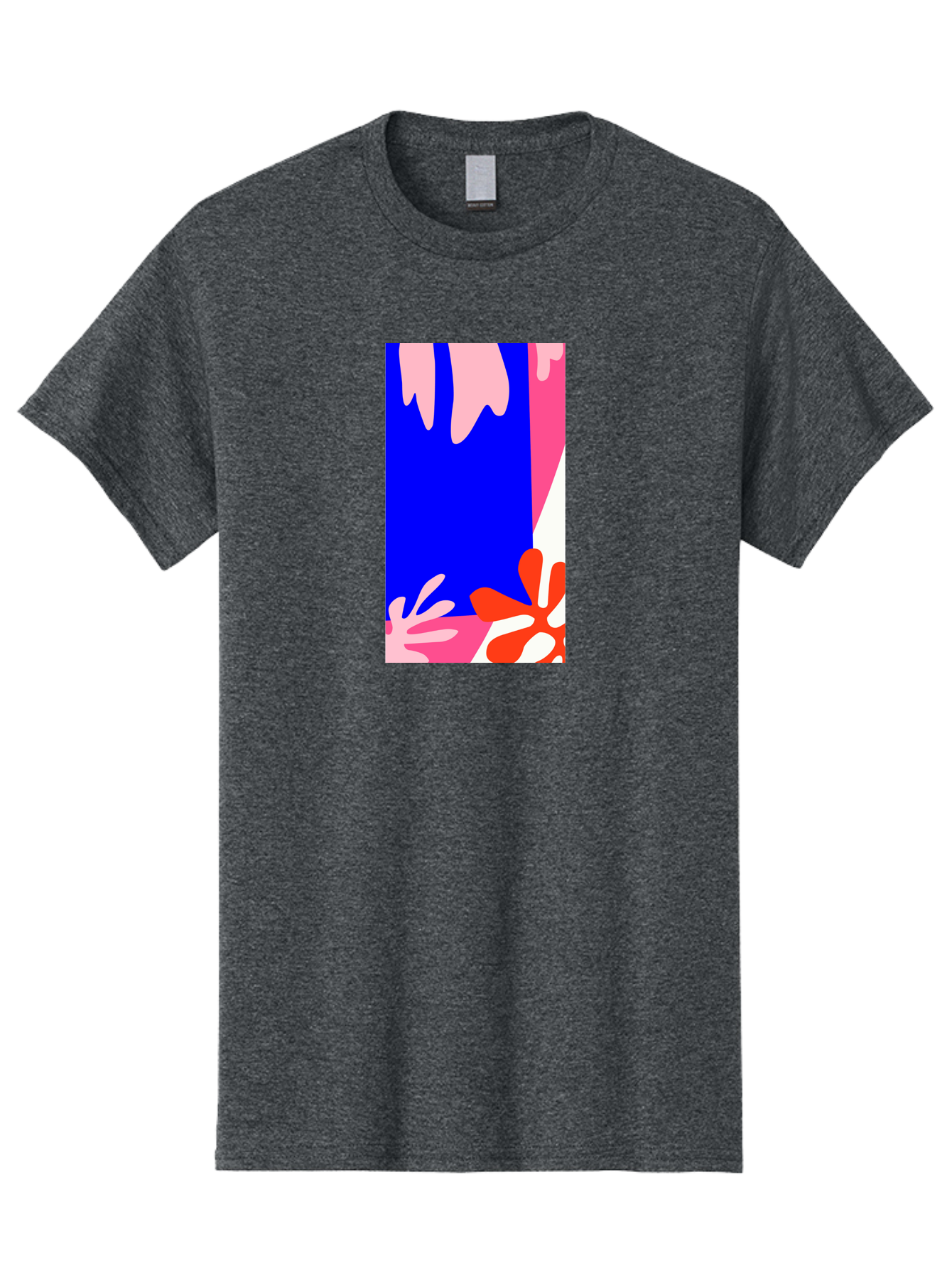 Blue-Strip Men'S Graphic Tee, 100% Cotton, Comfortable Casual Summer Wear, Machine Washable, Abstract Floral Pattern, Vibrant Colors, Blue Background, Pink And Red Flowers, Artistic Design, Modern Art, Colorful Illustration, Floral Motif Aab607 17