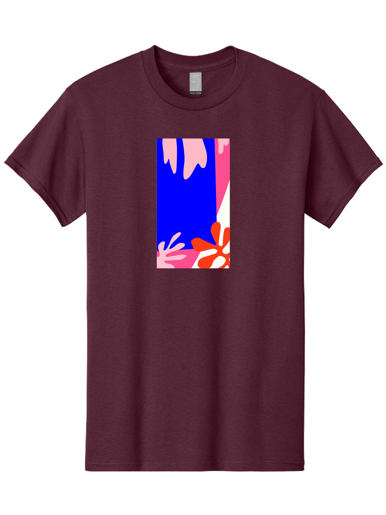 Blue-Strip Men'S Graphic Tee, 100% Cotton, Comfortable Casual Summer Wear, Machine Washable, Abstract Floral Pattern, Vibrant Colors, Blue Background, Pink And Red Flowers, Artistic Design, Modern Art, Colorful Illustration, Floral Motif Aab607 13