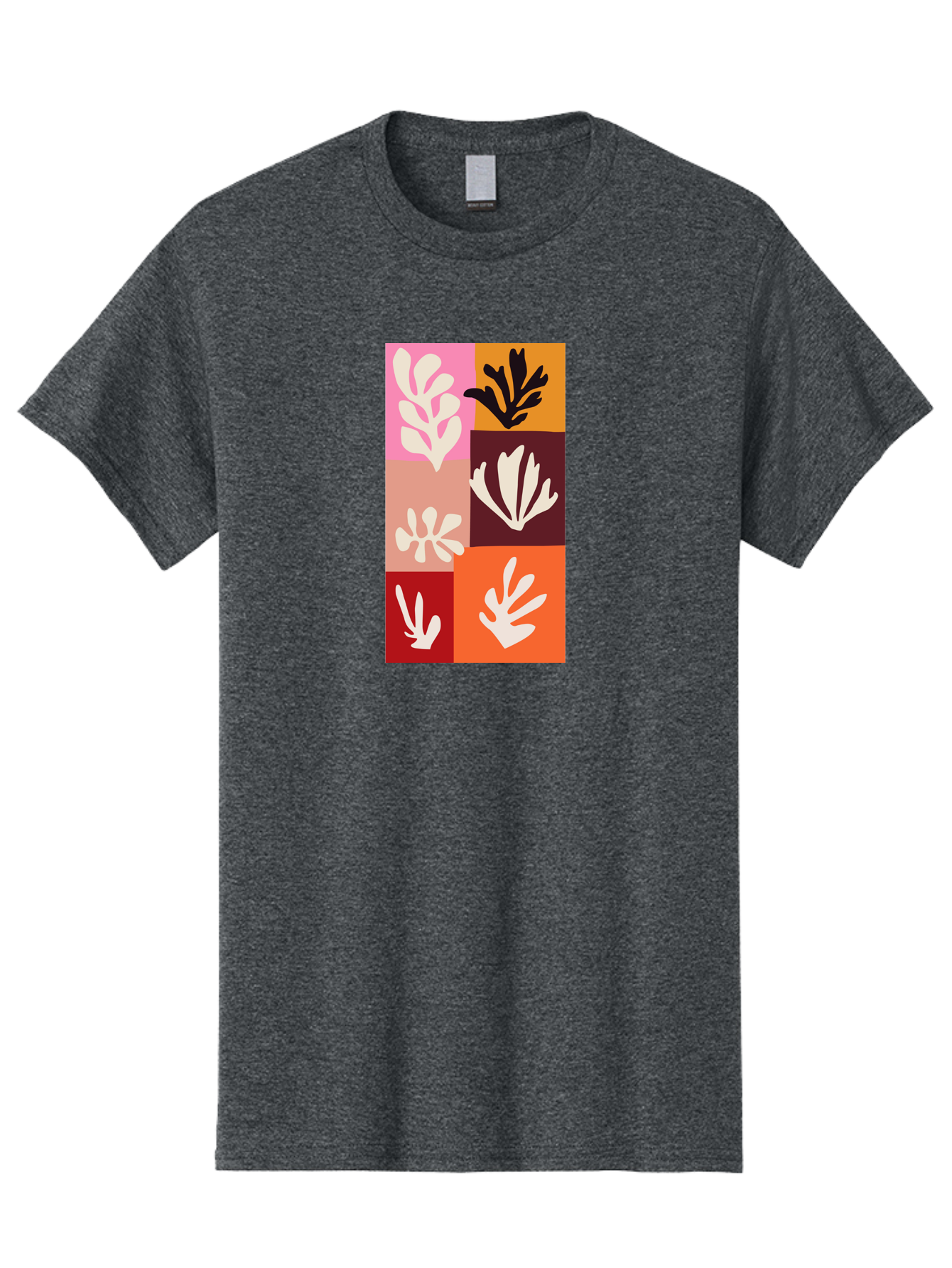 Leaf-Patterns Men'S Graphic Tee, 100% Cotton, Comfortable Casual Summer Wear, Machine Washable, Abstract Art, Cut-Out Technique, Floral Motifs, Bold Colors, Minimalist Design, Modern Art, Decorative Patterns, Leaf Silhouettes, Artistic Collage Aab622 1