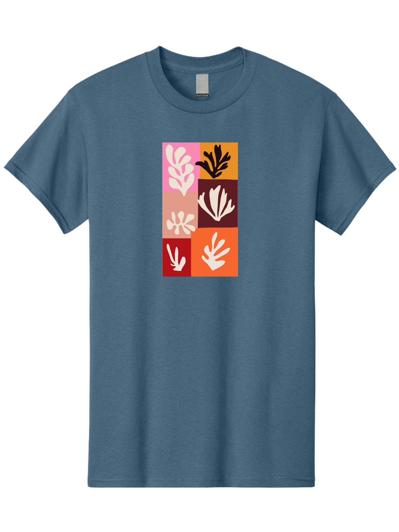 Leaf-Patterns Men'S Graphic Tee, 100% Cotton, Comfortable Casual Summer Wear, Machine Washable, Abstract Art, Cut-Out Technique, Floral Motifs, Bold Colors, Minimalist Design, Modern Art, Decorative Patterns, Leaf Silhouettes, Artistic Collage Aab622 21
