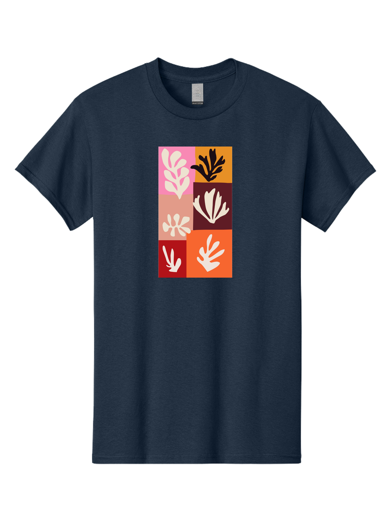 Leaf-Patterns Men'S Graphic Tee, 100% Cotton, Comfortable Casual Summer Wear, Machine Washable, Abstract Art, Cut-Out Technique, Floral Motifs, Bold Colors, Minimalist Design, Modern Art, Decorative Patterns, Leaf Silhouettes, Artistic Collage Aab622 7