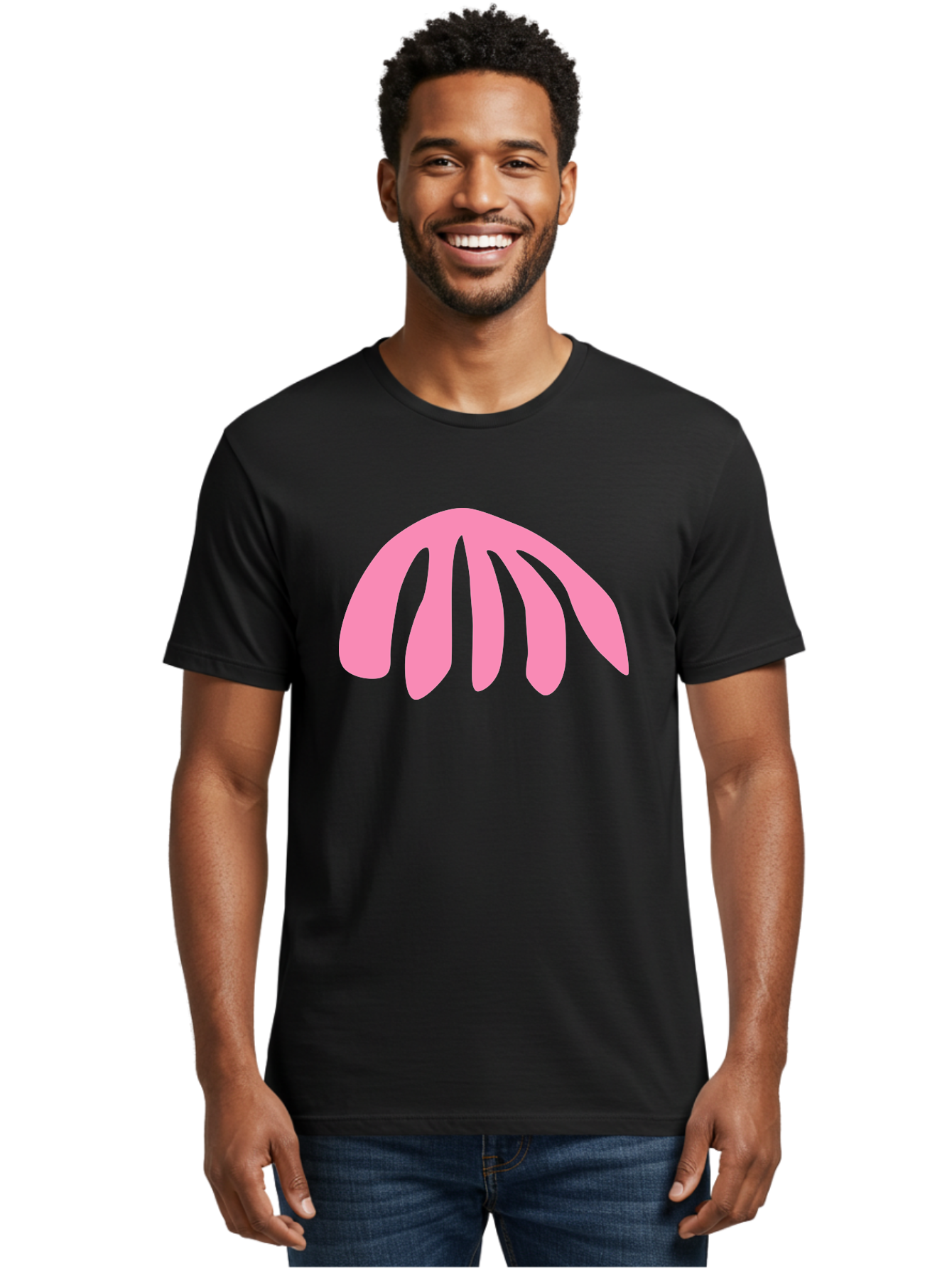 Pink-Logo Men'S Graphic Tee, 100% Cotton, Comfortable Casual Summer Wear, Machine Washable, Pink Graphic, Abstract Shape, Minimalist Design, Modern Art, Simple Illustration, Vibrant Pink Color, Curved Lines Aab627 28