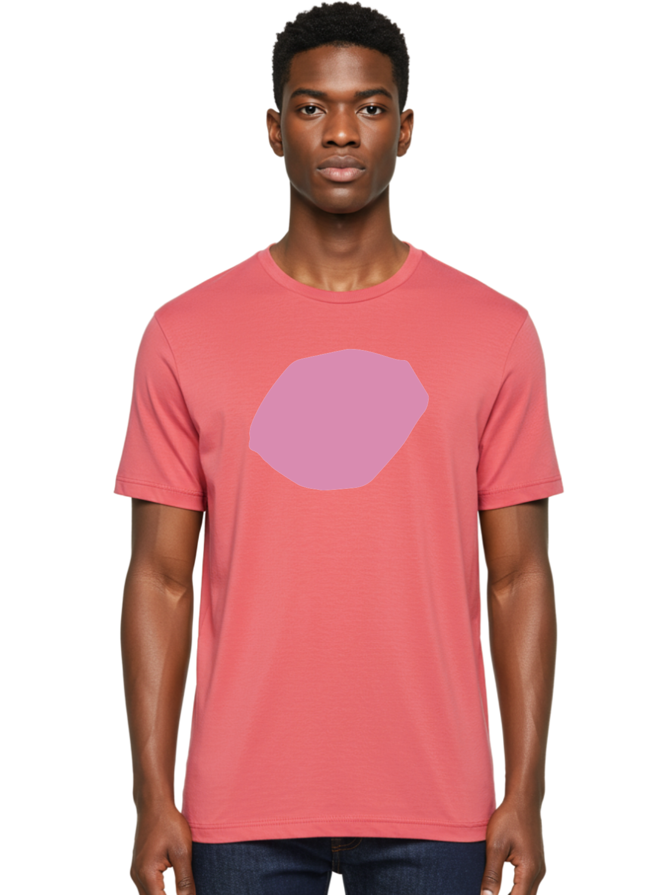 Pink-Shape-1 Men'S Graphic Tee, 100% Cotton, Comfortable Casual Summer Wear, Machine Washable, Pink Abstract Shape, Geometric Form, Pastel Color, Modern Design, Simple Composition, Artistic Element, Digital Art Aab628 6
