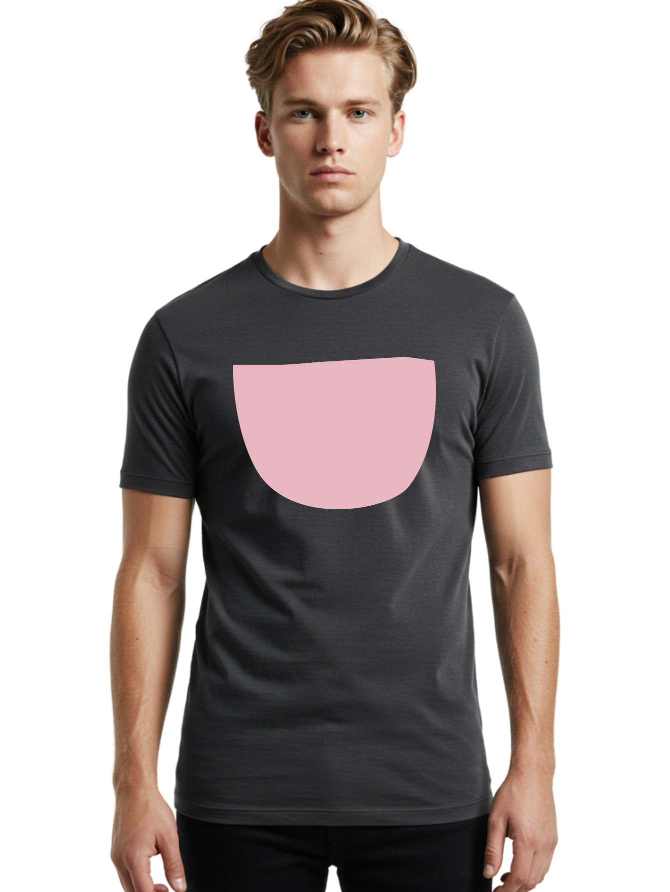 Pink-Shape Men'S Graphic Tee, 100% Cotton, Comfortable Casual Summer Wear, Machine Washable, Pink Semi-Circle, Abstract Shape, Geometric Form, Minimalist Design, Simple Graphic, Pastel Color, Digital Art Aab629 10