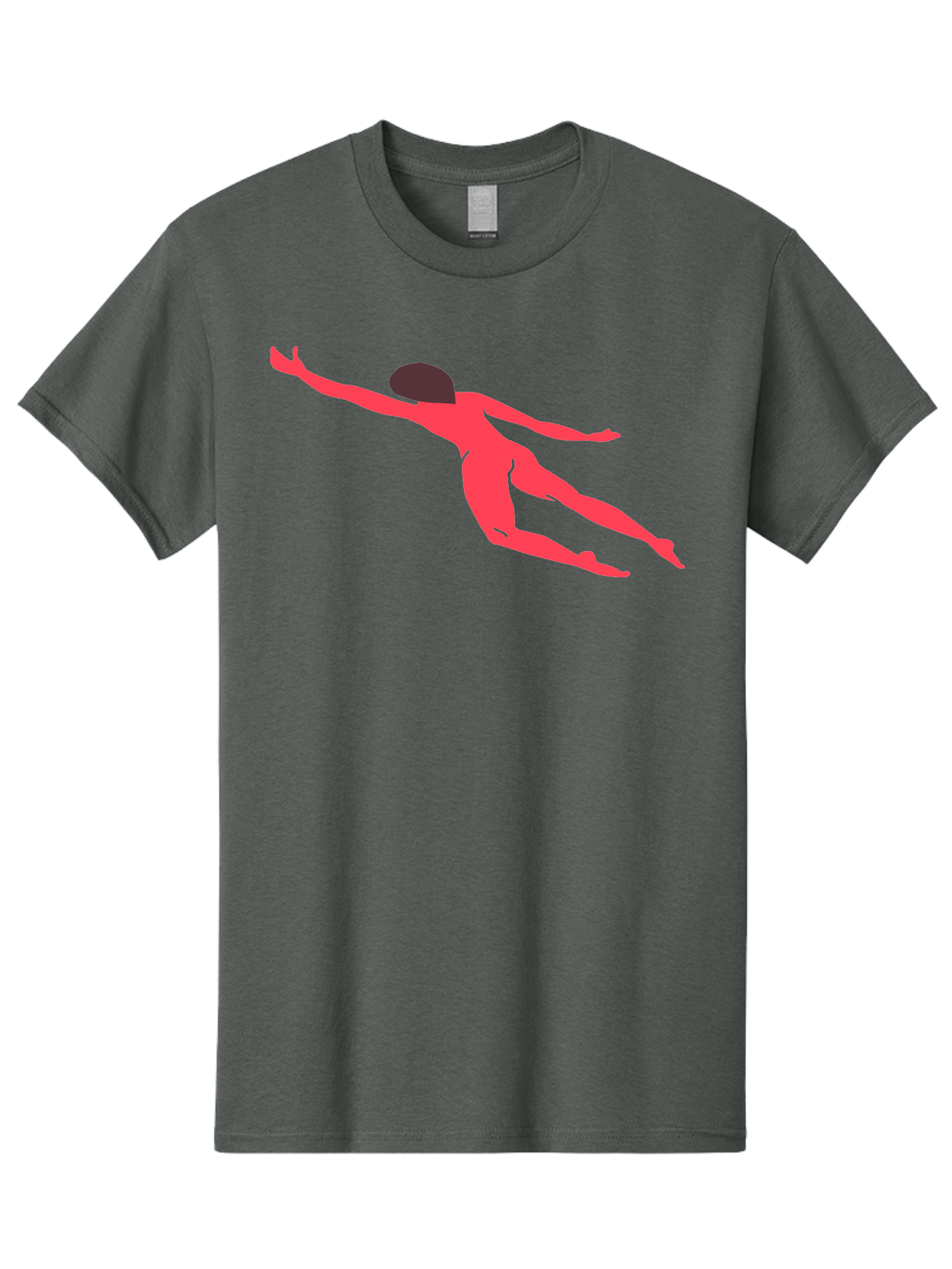 Pink-Silhouette Men'S Graphic Tee, 100% Cotton, Comfortable Casual Summer Wear, Machine Washable, Swimming Motion, Aquatic Activity, Sports, Dynamic Movement, Water Sports, Freestyle Swimmer, Red Figure, Fluid Motion Aab630 25