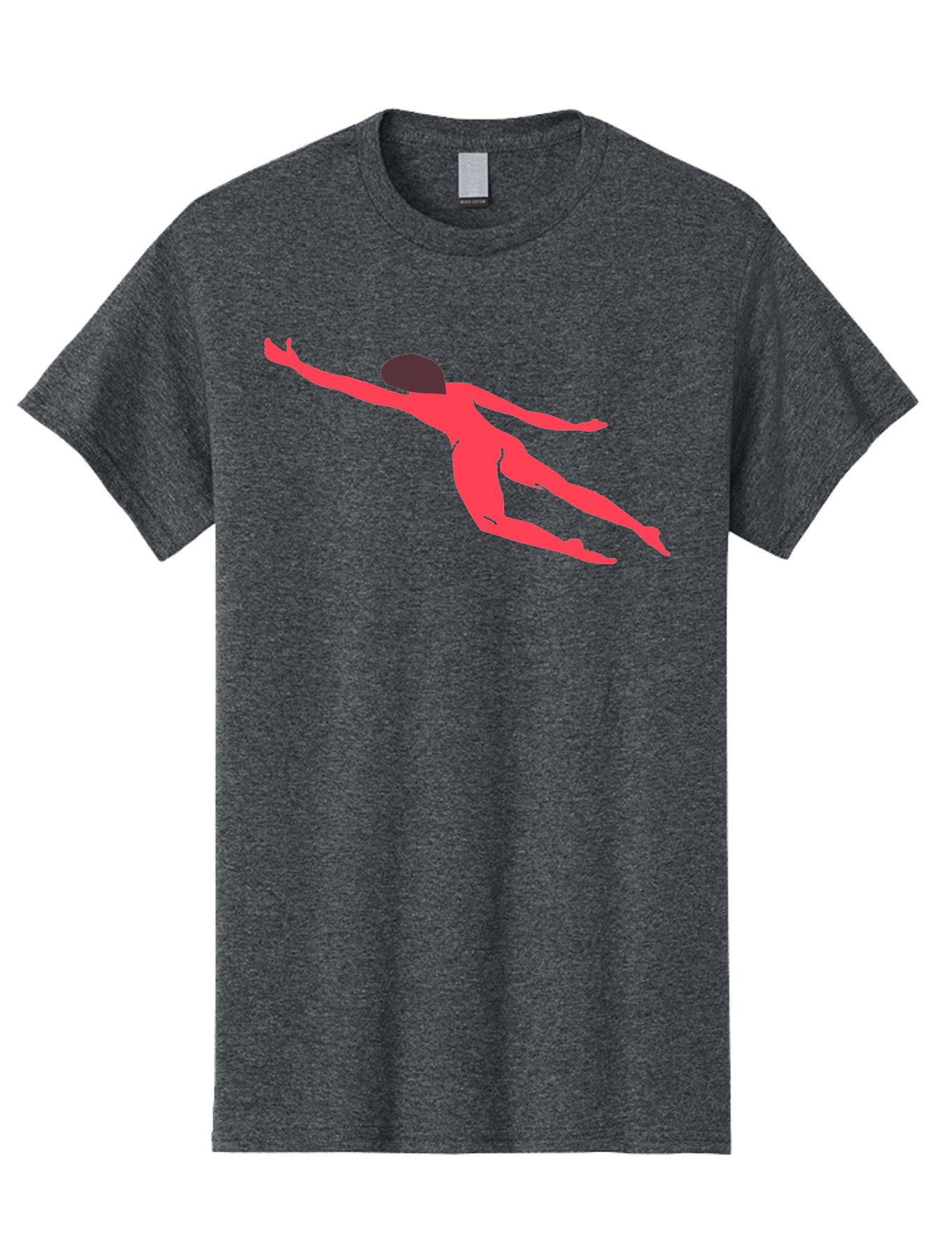 Pink-Silhouette Men'S Graphic Tee, 100% Cotton, Comfortable Casual Summer Wear, Machine Washable, Swimming Motion, Aquatic Activity, Sports, Dynamic Movement, Water Sports, Freestyle Swimmer, Red Figure, Fluid Motion Aab630 11