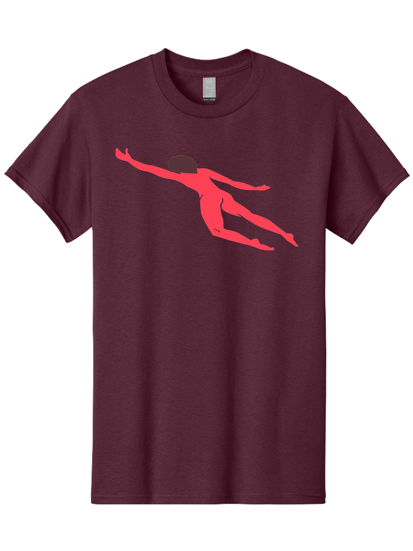 Pink-Silhouette Men'S Graphic Tee, 100% Cotton, Comfortable Casual Summer Wear, Machine Washable, Swimming Motion, Aquatic Activity, Sports, Dynamic Movement, Water Sports, Freestyle Swimmer, Red Figure, Fluid Motion Aab630 23