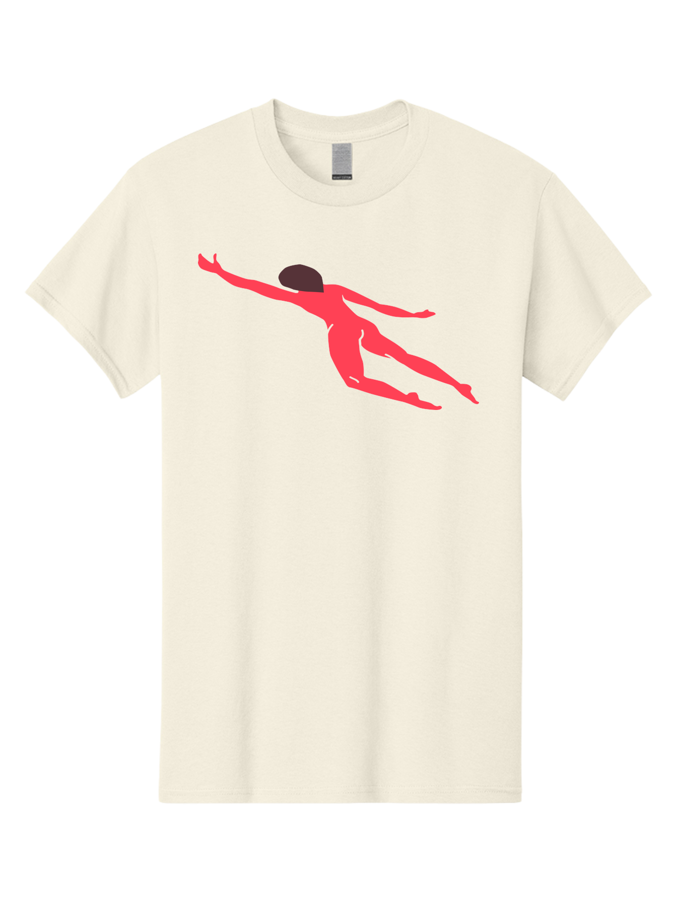 Pink-Silhouette Men'S Graphic Tee, 100% Cotton, Comfortable Casual Summer Wear, Machine Washable, Swimming Motion, Aquatic Activity, Sports, Dynamic Movement, Water Sports, Freestyle Swimmer, Red Figure, Fluid Motion Aab630 7