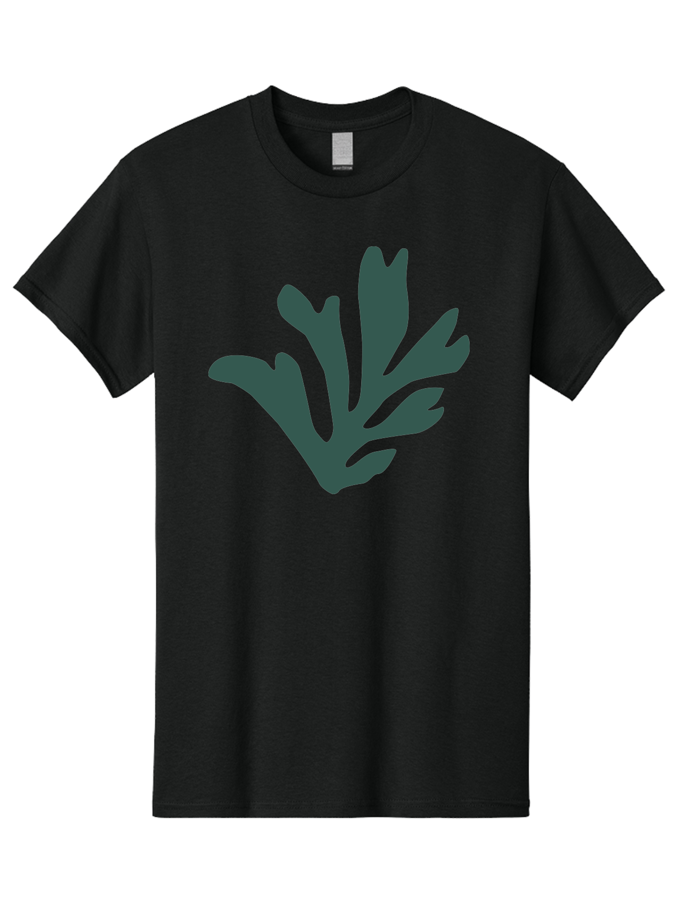 Seaweed-Silhouette Men'S Graphic Tee, 100% Cotton, Comfortable Casual Summer Wear, Machine Washable, Seaweed Silhouette, Ocean Flora, Underwater Plants, Marine Life, Dark Green, Abstract Shape, Simple Design, Minimalist Art Aab634 21