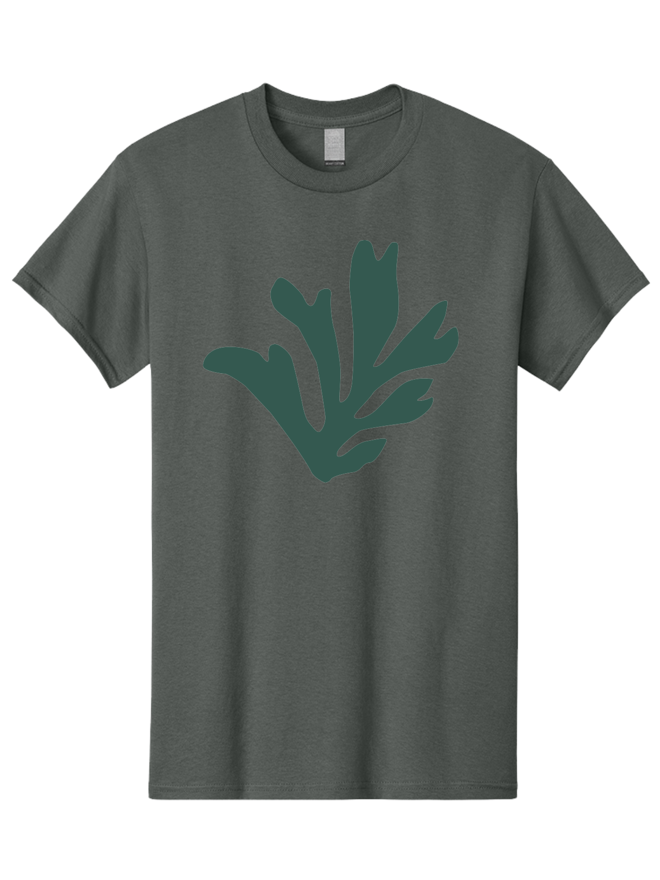 Seaweed-Silhouette Men'S Graphic Tee, 100% Cotton, Comfortable Casual Summer Wear, Machine Washable, Seaweed Silhouette, Ocean Flora, Underwater Plants, Marine Life, Dark Green, Abstract Shape, Simple Design, Minimalist Art Aab634 3