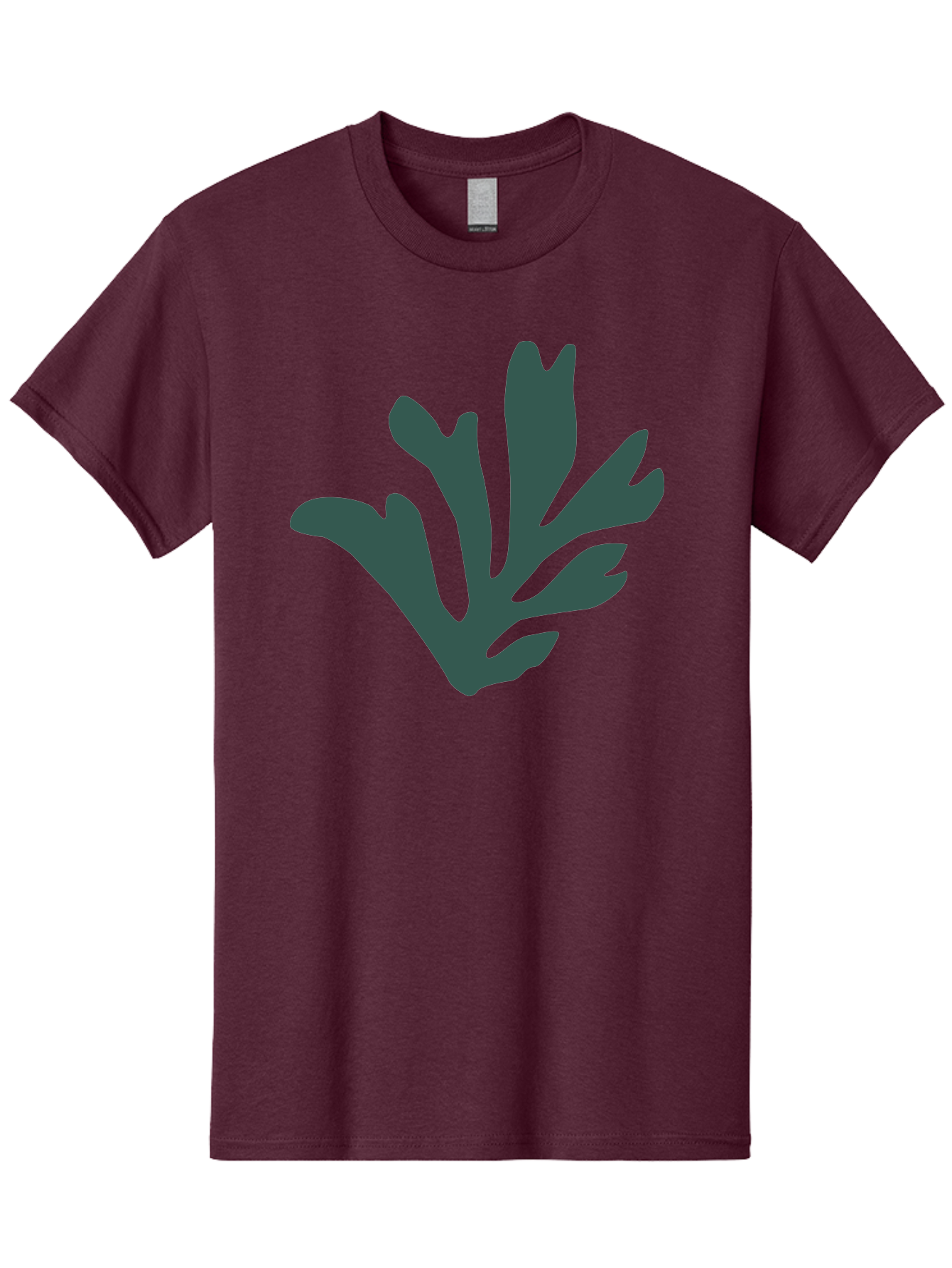 Seaweed-Silhouette Men'S Graphic Tee, 100% Cotton, Comfortable Casual Summer Wear, Machine Washable, Seaweed Silhouette, Ocean Flora, Underwater Plants, Marine Life, Dark Green, Abstract Shape, Simple Design, Minimalist Art Aab634 23