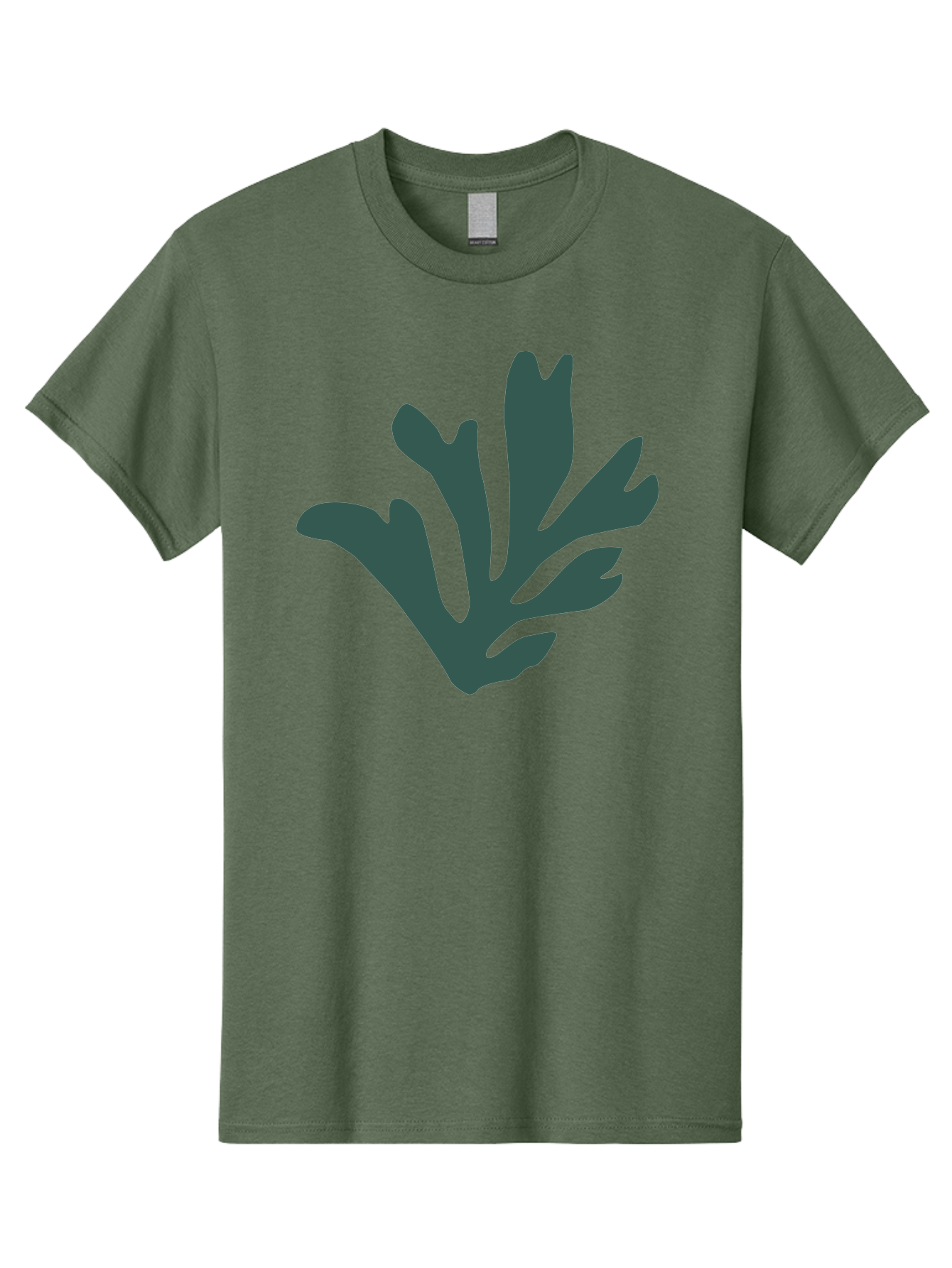Seaweed-Silhouette Men'S Graphic Tee, 100% Cotton, Comfortable Casual Summer Wear, Machine Washable, Seaweed Silhouette, Ocean Flora, Underwater Plants, Marine Life, Dark Green, Abstract Shape, Simple Design, Minimalist Art Aab634 5