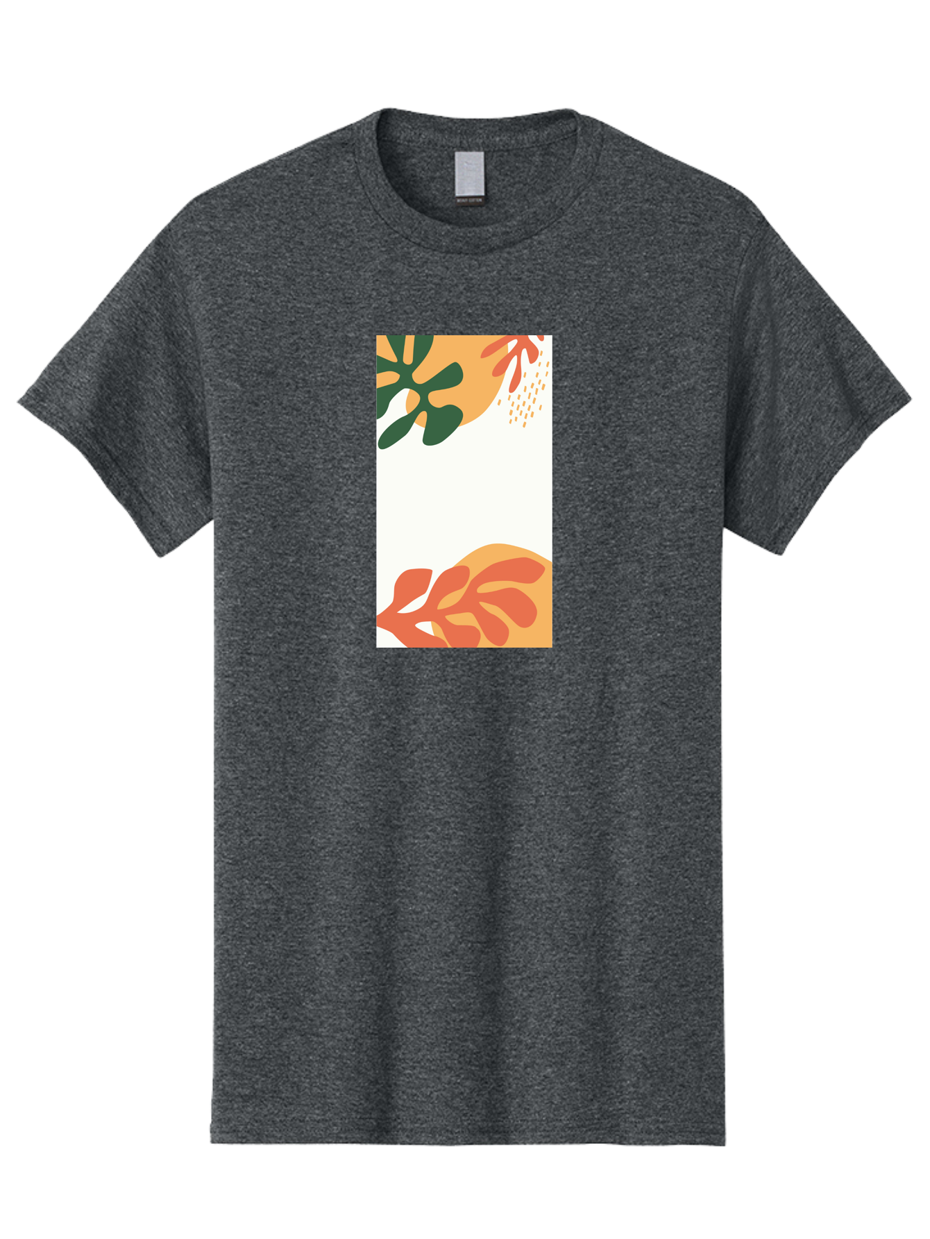 Tropical-Leaves Men'S Graphic Tee, 100% Cotton, Comfortable Casual Summer Wear, Machine Washable, Tropical Leaves, Abstract Art, Modern Design, Minimalist Style, Orange And Green Hues, Creative Graphics, Digital Illustration, Contemporary Art Aab636 13