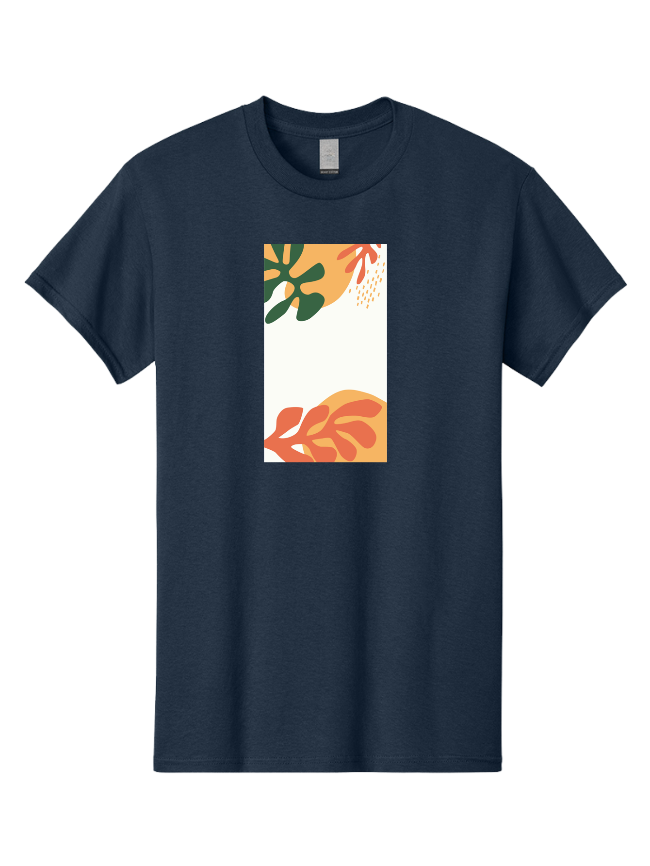 Tropical-Leaves Men'S Graphic Tee, 100% Cotton, Comfortable Casual Summer Wear, Machine Washable, Tropical Leaves, Abstract Art, Modern Design, Minimalist Style, Orange And Green Hues, Creative Graphics, Digital Illustration, Contemporary Art Aab636 3