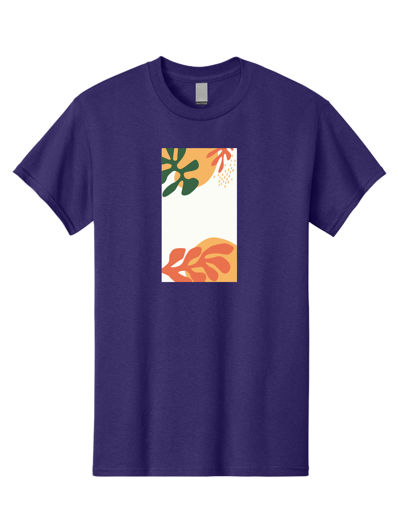 Tropical-Leaves Men'S Graphic Tee, 100% Cotton, Comfortable Casual Summer Wear, Machine Washable, Tropical Leaves, Abstract Art, Modern Design, Minimalist Style, Orange And Green Hues, Creative Graphics, Digital Illustration, Contemporary Art Aab636 9