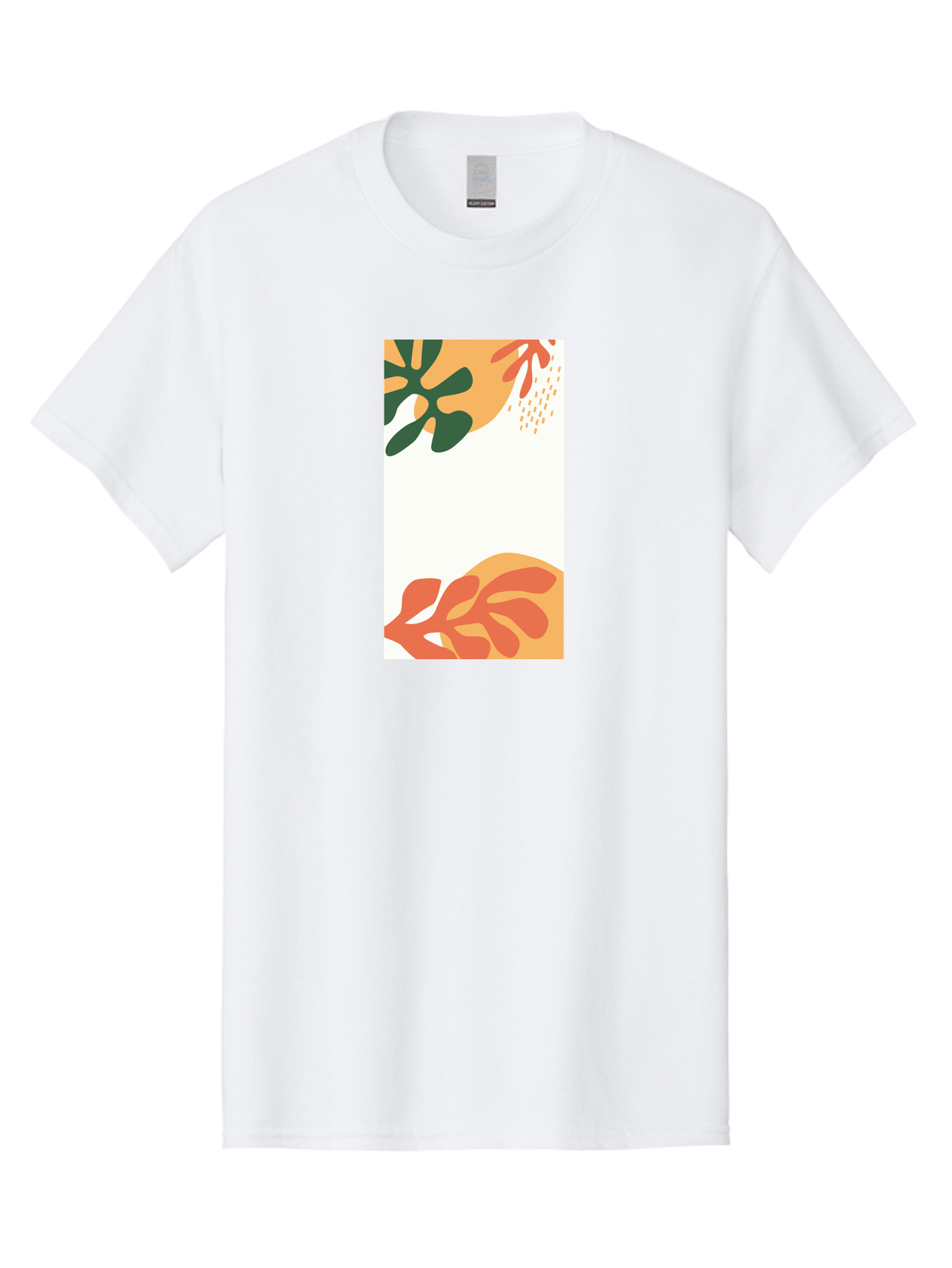 Tropical-Leaves Men'S Graphic Tee, 100% Cotton, Comfortable Casual Summer Wear, Machine Washable, Tropical Leaves, Abstract Art, Modern Design, Minimalist Style, Orange And Green Hues, Creative Graphics, Digital Illustration, Contemporary Art Aab636 15