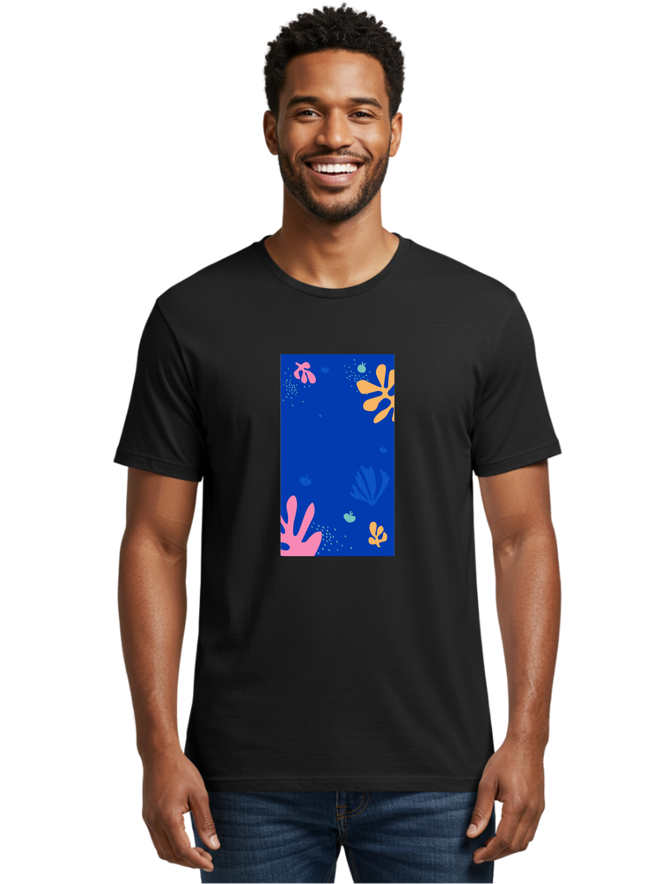 Underwater-Florals Men'S Graphic Tee, 100% Cotton, Comfortable Casual Summer Wear, Machine Washable, Underwater Scene, Colorful Flowers, Coral, Aquatic Plants, Ocean Life, Vibrant Colors, Whimsical Design, Digital Art, Floral Pattern, Aab638 12