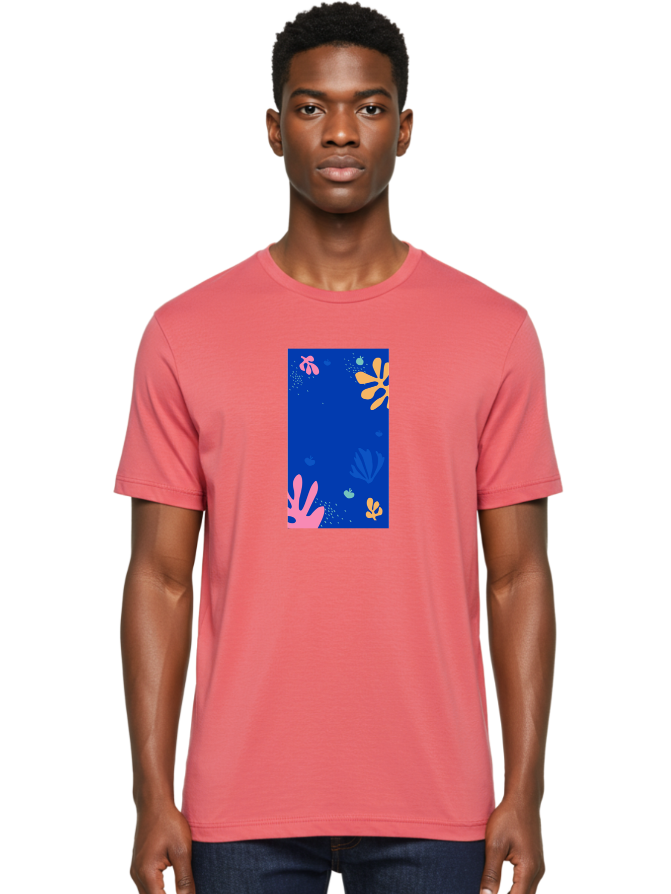 Underwater-Florals Men'S Graphic Tee, 100% Cotton, Comfortable Casual Summer Wear, Machine Washable, Underwater Scene, Colorful Flowers, Coral, Aquatic Plants, Ocean Life, Vibrant Colors, Whimsical Design, Digital Art, Floral Pattern, Aab638 14