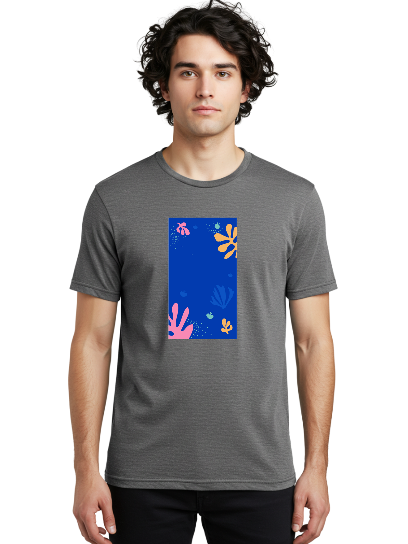 Underwater-Florals Men'S Graphic Tee, 100% Cotton, Comfortable Casual Summer Wear, Machine Washable, Underwater Scene, Colorful Flowers, Coral, Aquatic Plants, Ocean Life, Vibrant Colors, Whimsical Design, Digital Art, Floral Pattern, Aab638 22